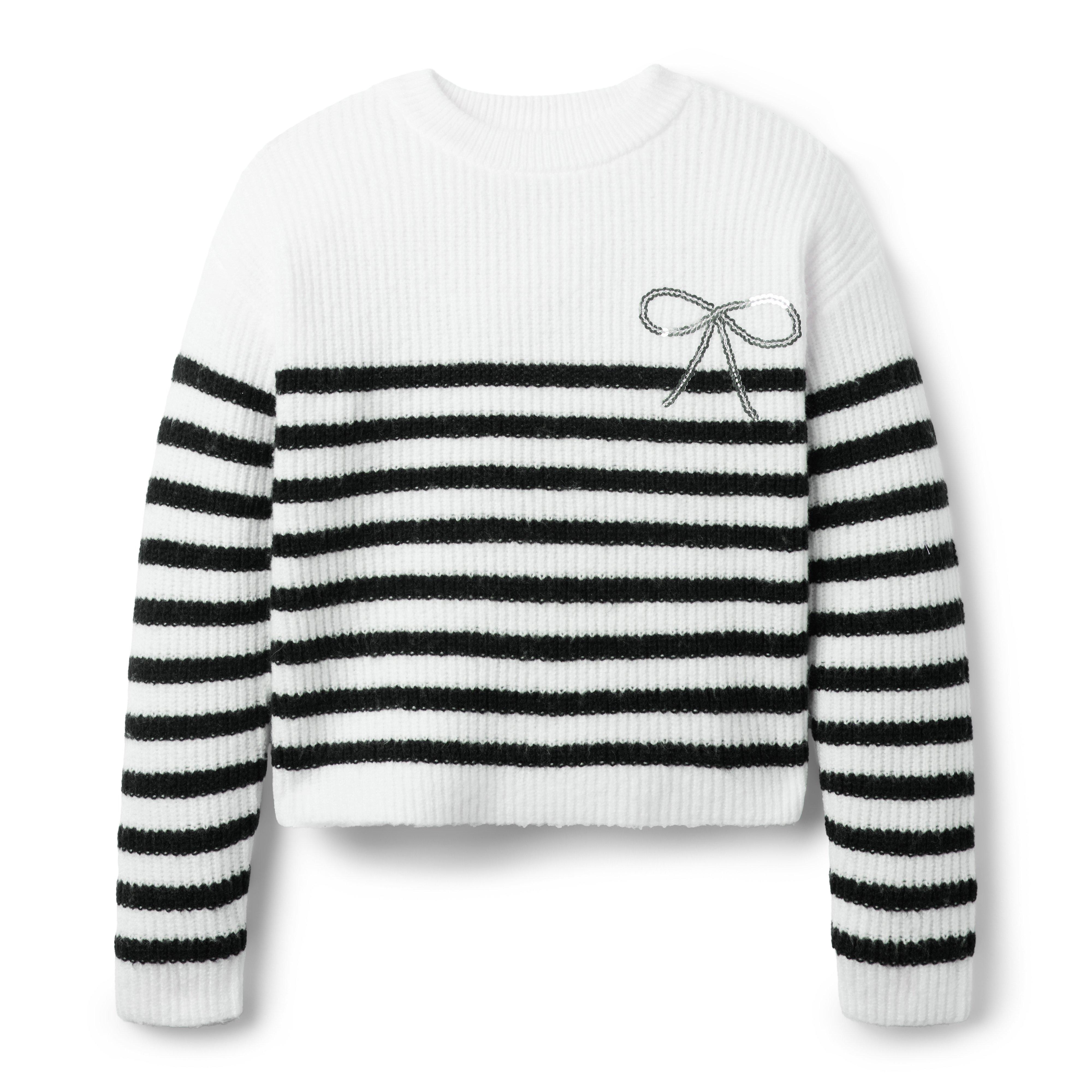 Sparkle Striped Bow Sweater