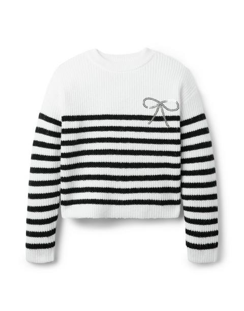 Sparkle Striped Bow Sweater