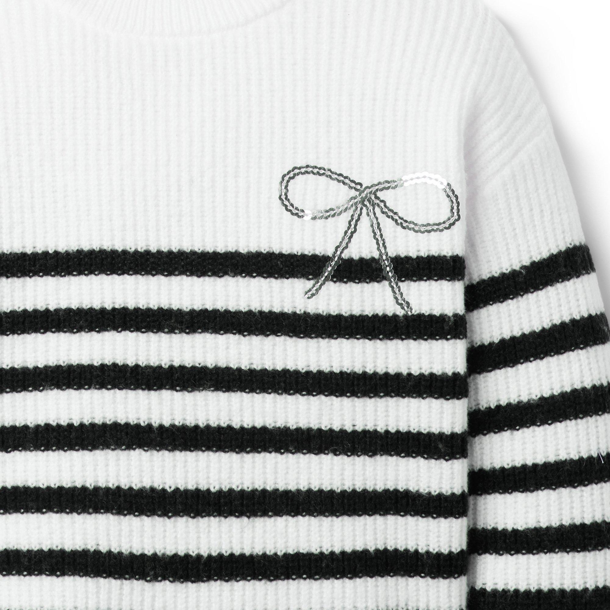 Sparkle Striped Bow Sweater image number 1