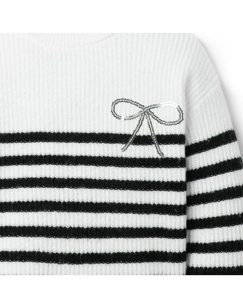 Sparkle Striped Bow Sweater