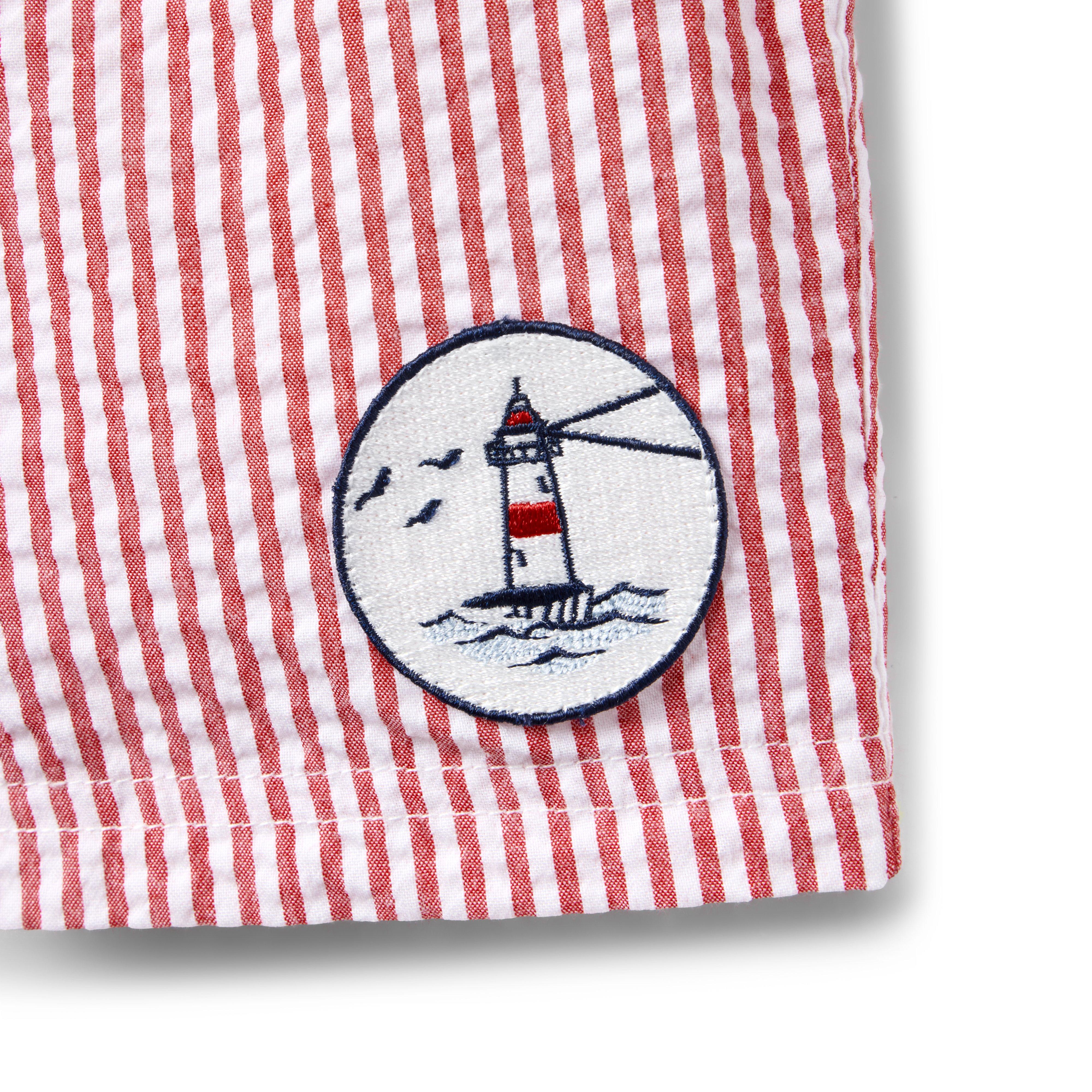 Recycled Striped Seersucker Swim Trunk image number 1