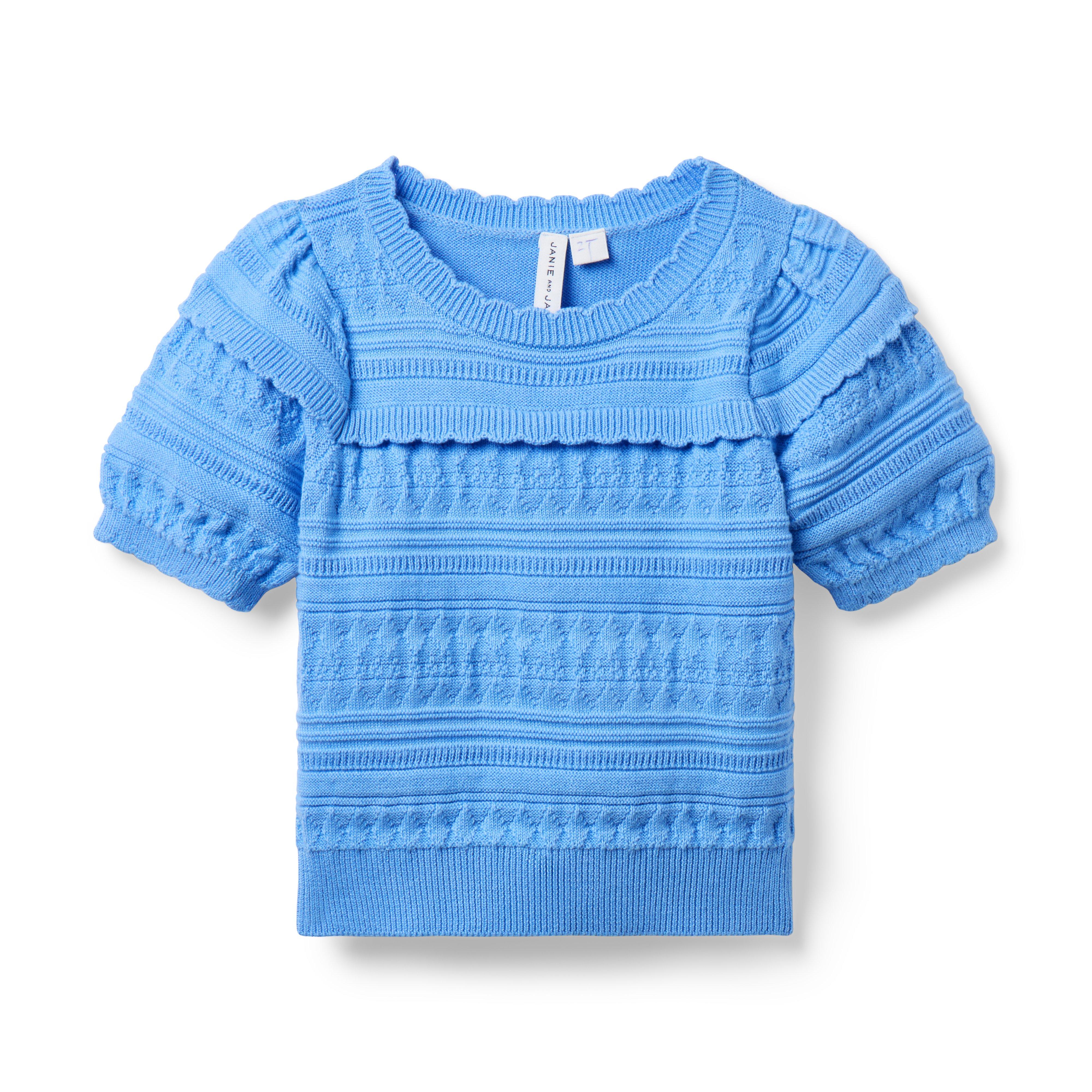 Textured Puff Sleeve Sweater Top