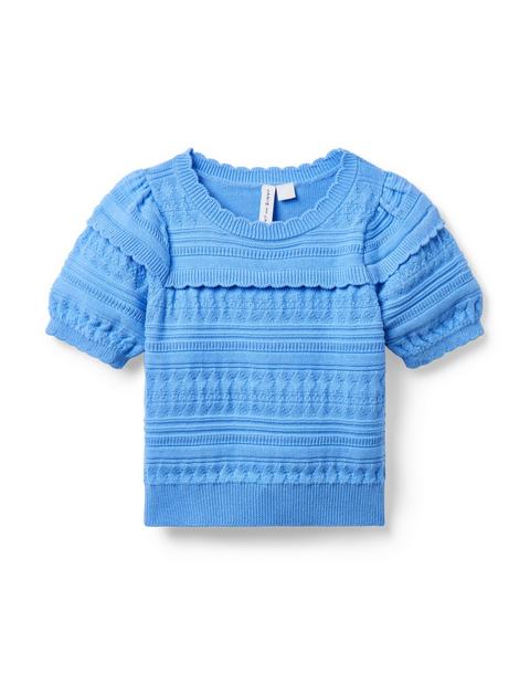 Textured Puff Sleeve Sweater Top