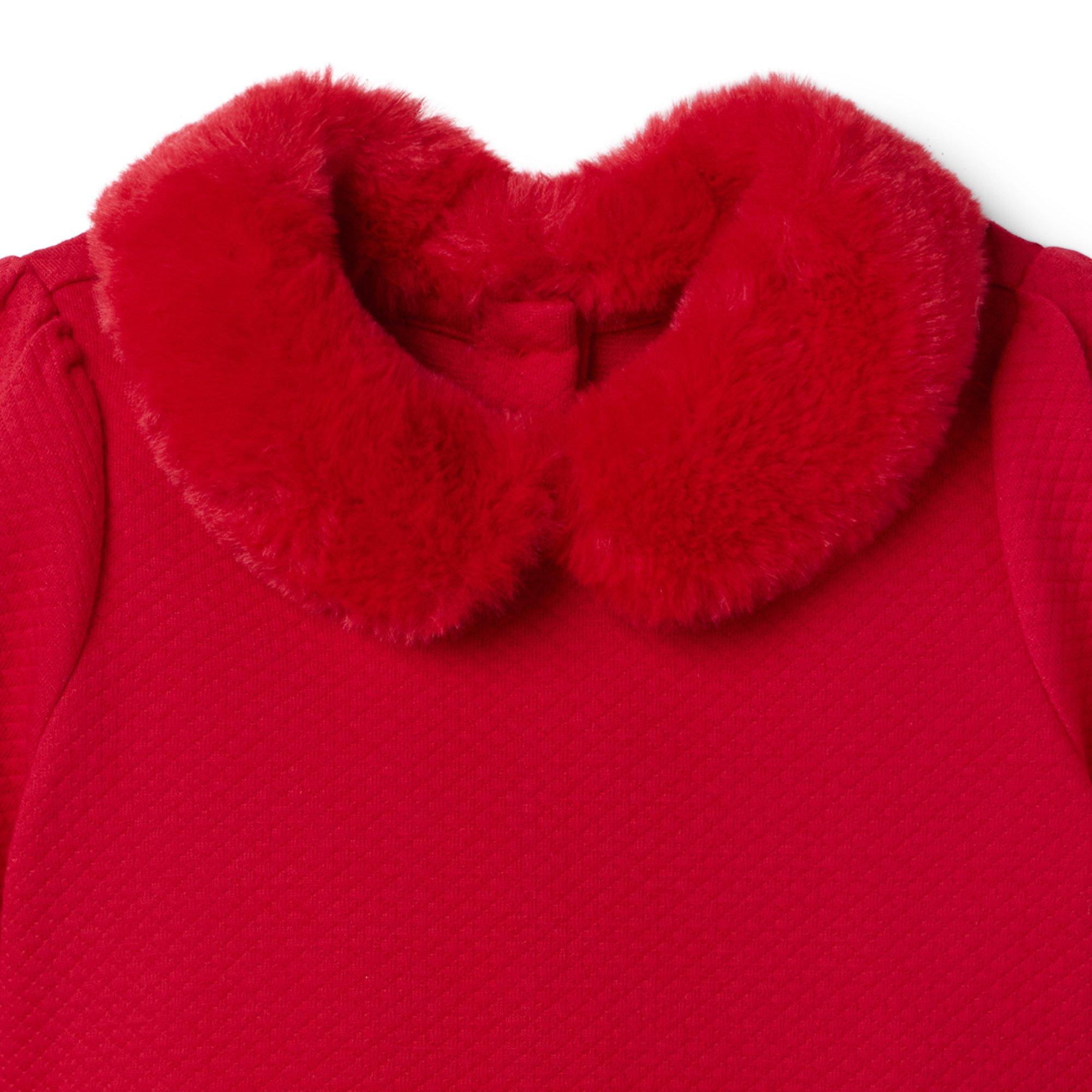 Quilted Faux Fur Collar Dress  image number 1
