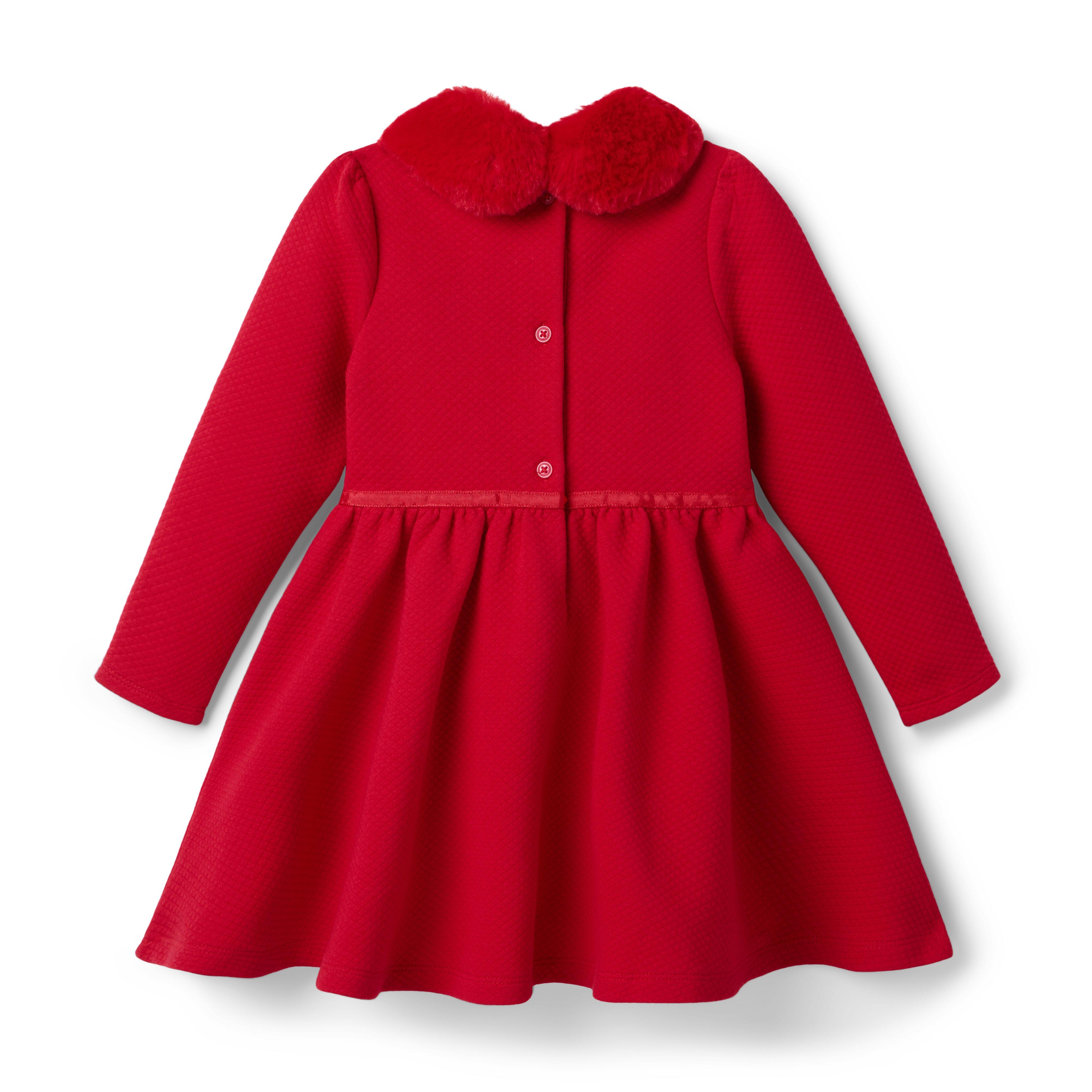Quilted Faux Fur Collar Dress  image number 2
