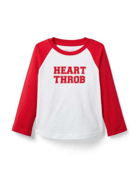 Heart Throb Raglan Baseball Tee - Maraschino Red