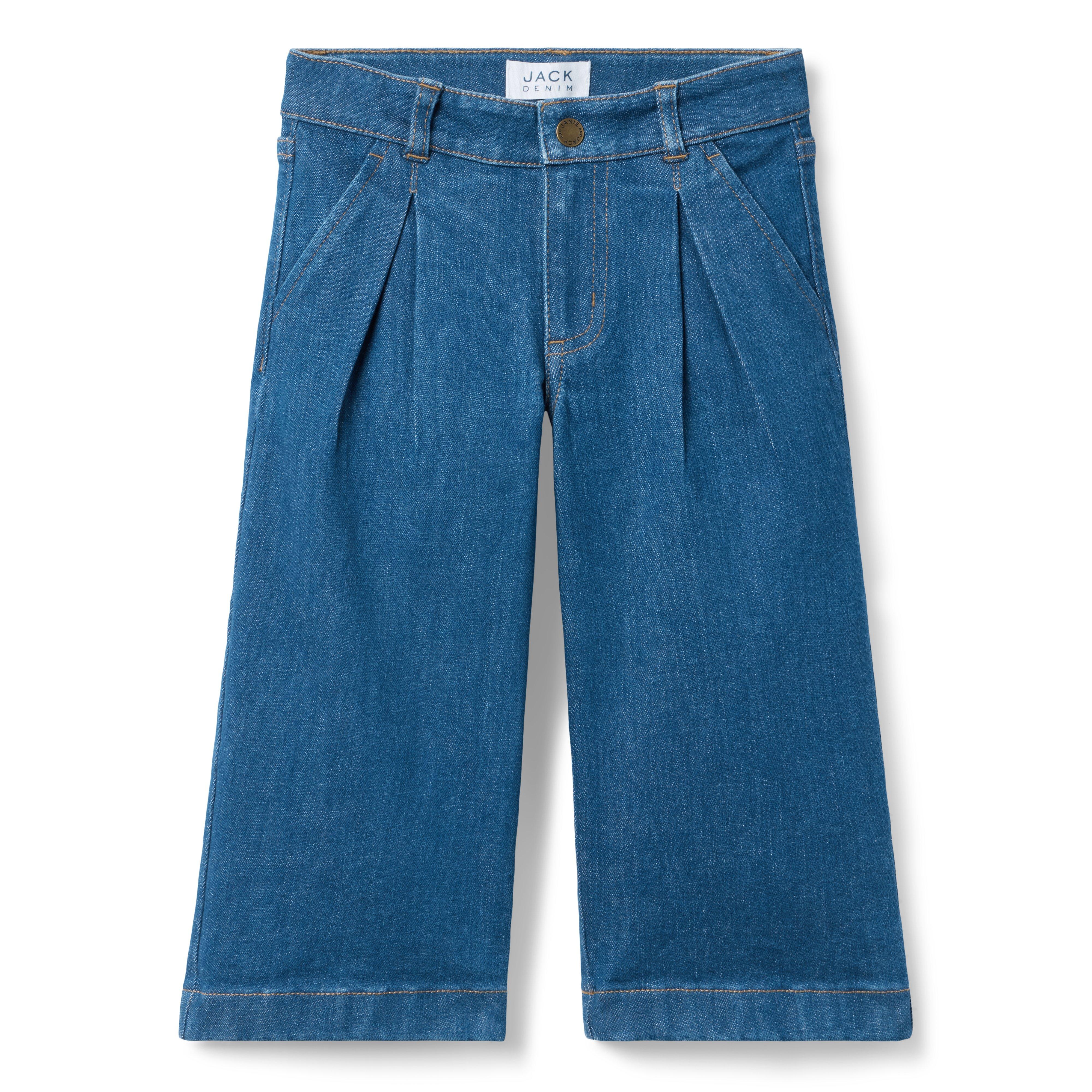 Pleated Wide Leg Jean In Medium Wash