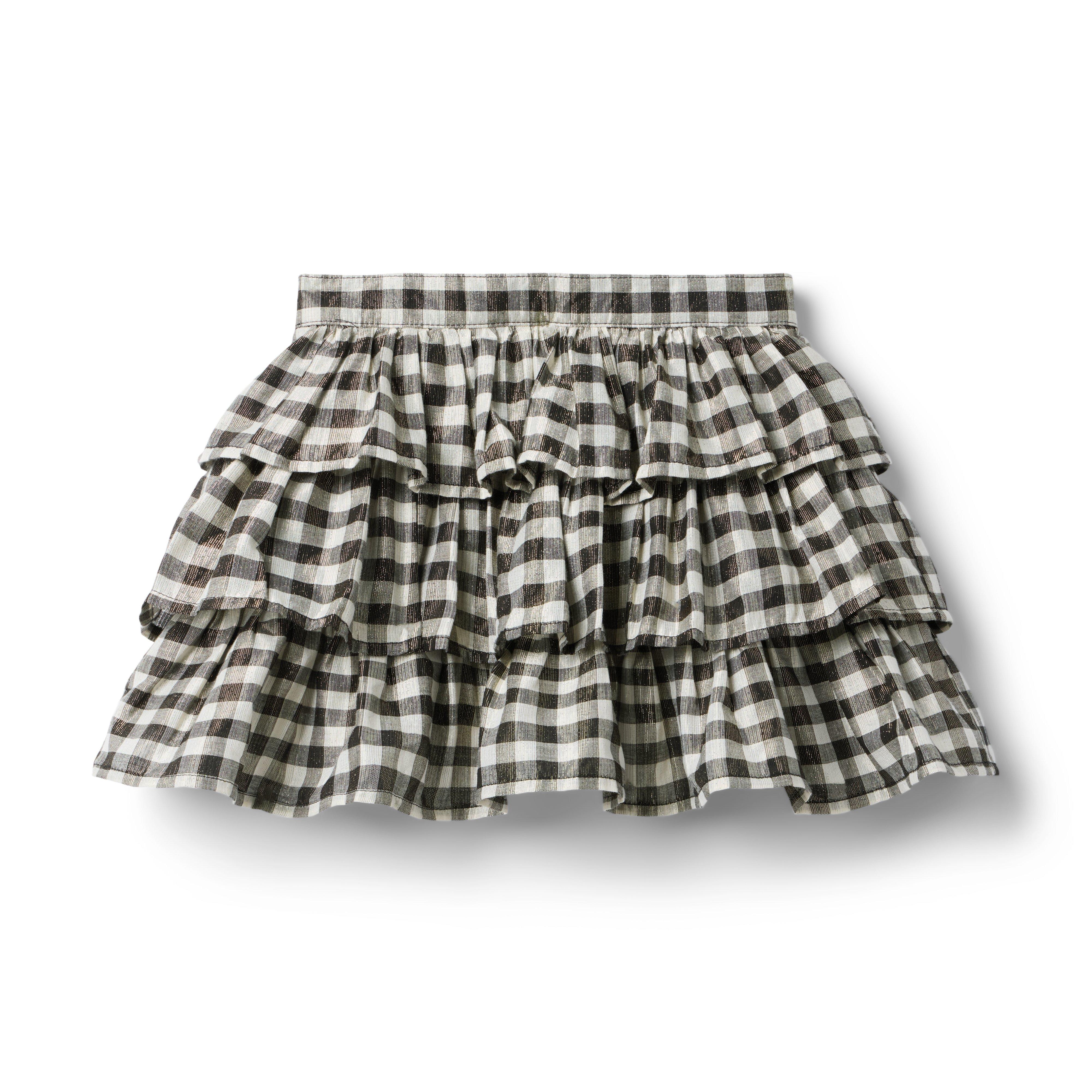 Gingham Shimmer Tiered Skirt