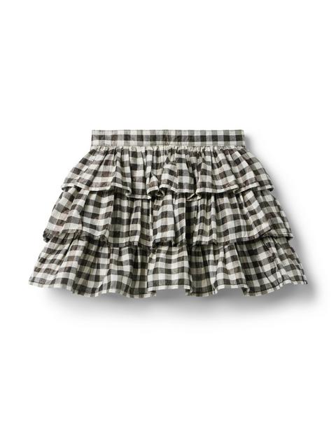 Gingham Shimmer Tiered Skirt