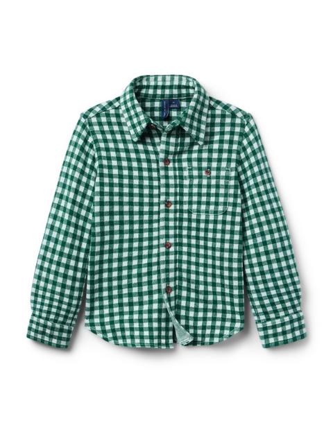 Gingham Jacquard Flannel Shirt