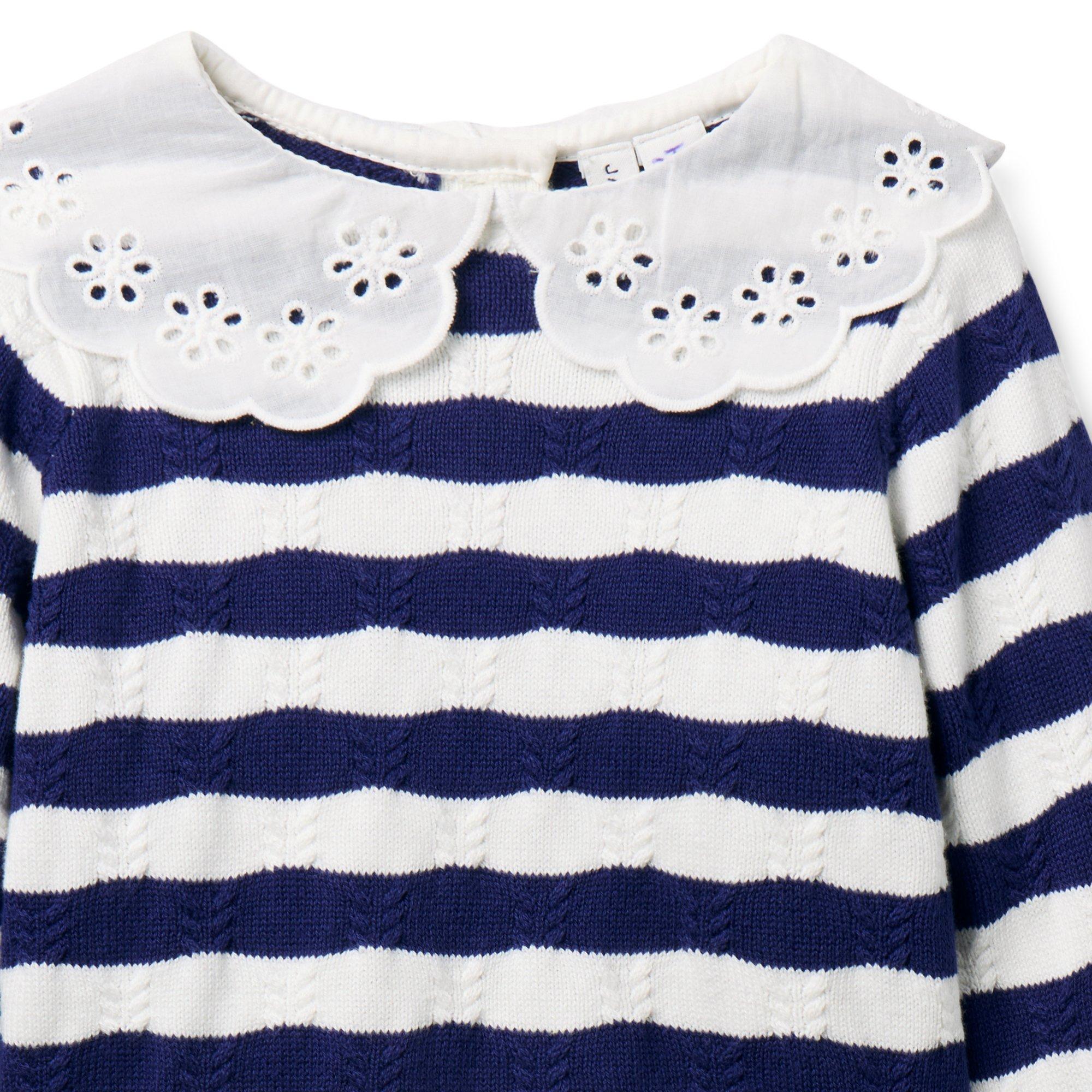 Striped Eyelet Collar Sweater image number 1