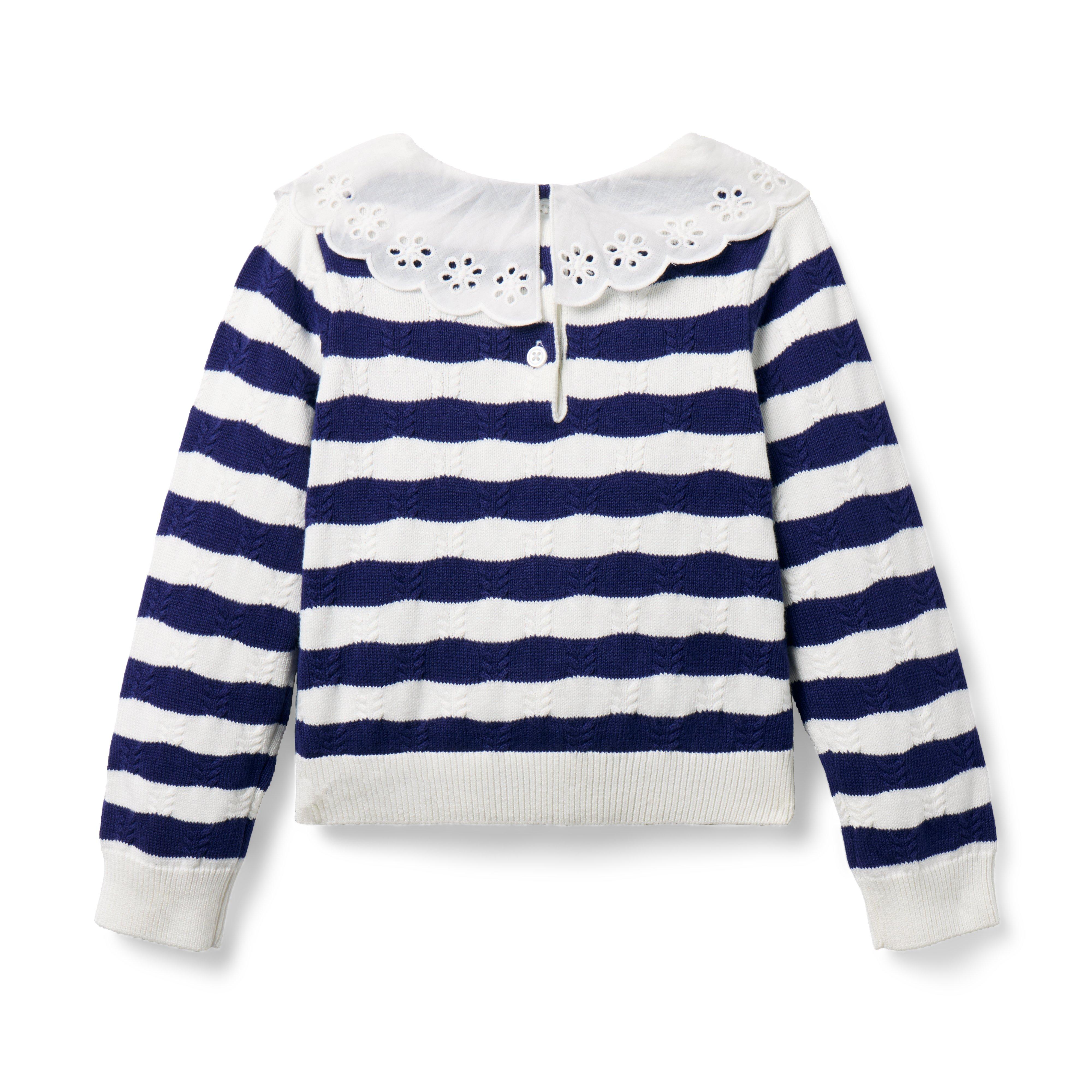 Striped Eyelet Collar Sweater image number 2