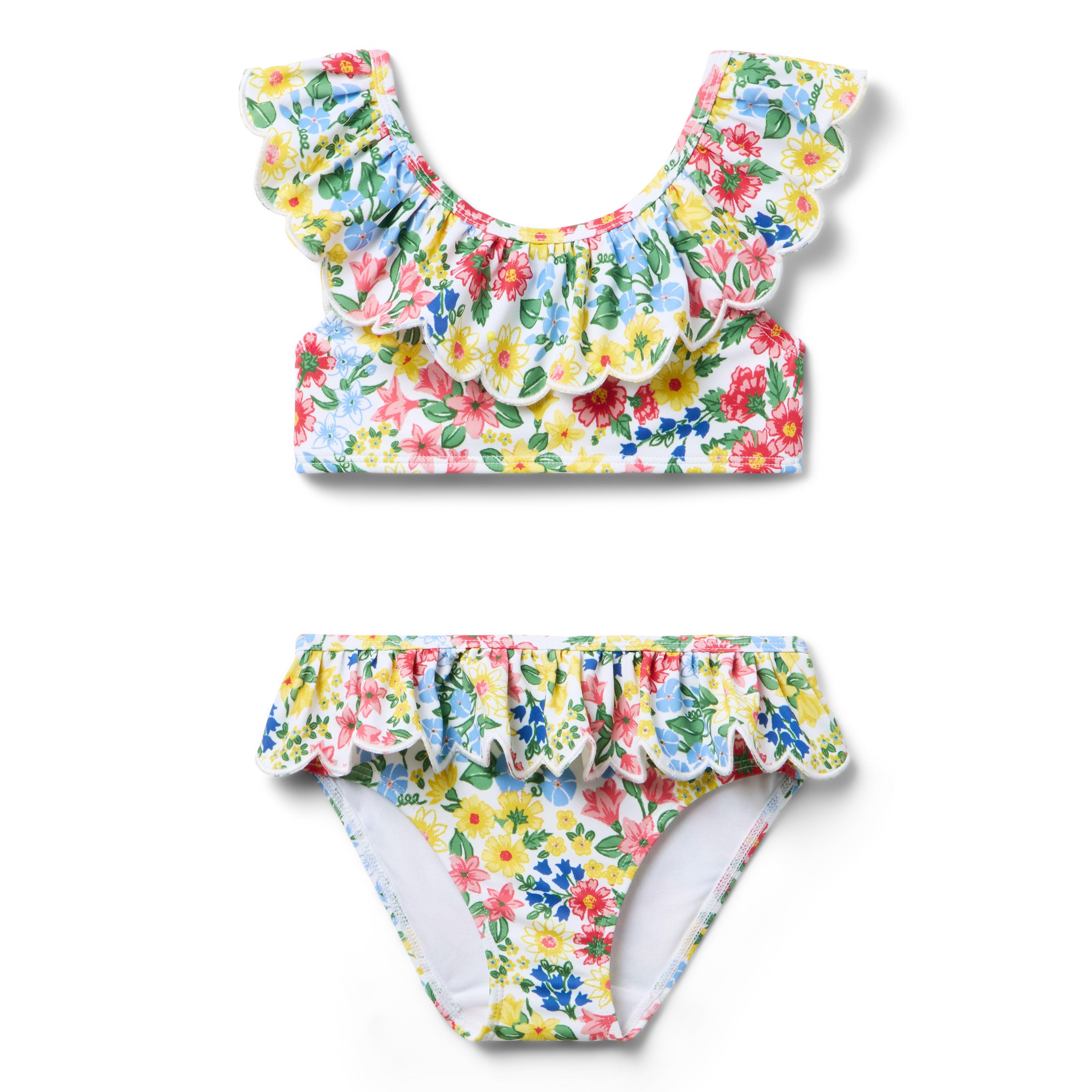 Recycled Floral Ruffle 2-Piece Swimsuit