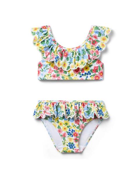 Recycled Floral Ruffle 2-Piece Swimsuit