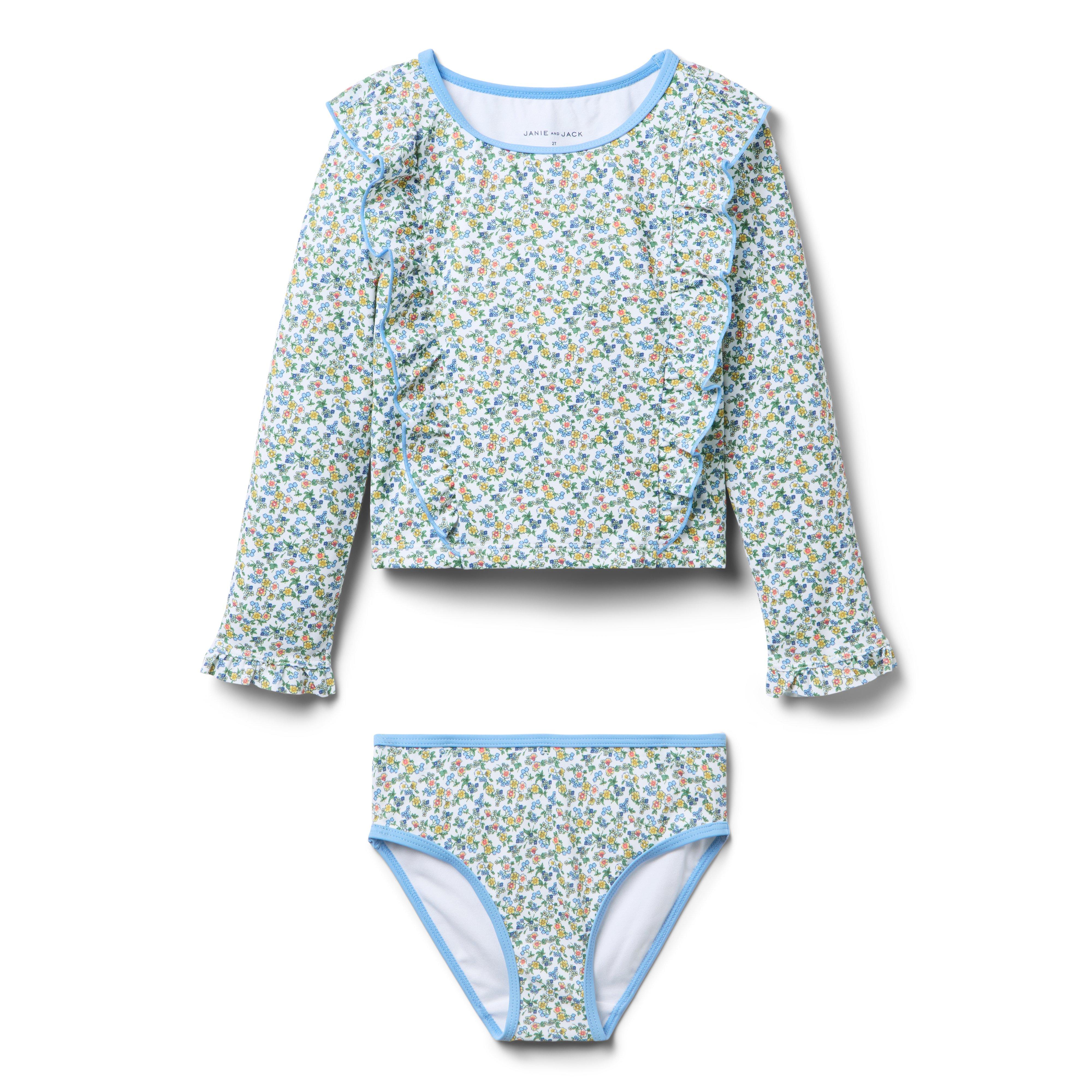 Recyled Ditsy Floral Rash Guard Swimsuit