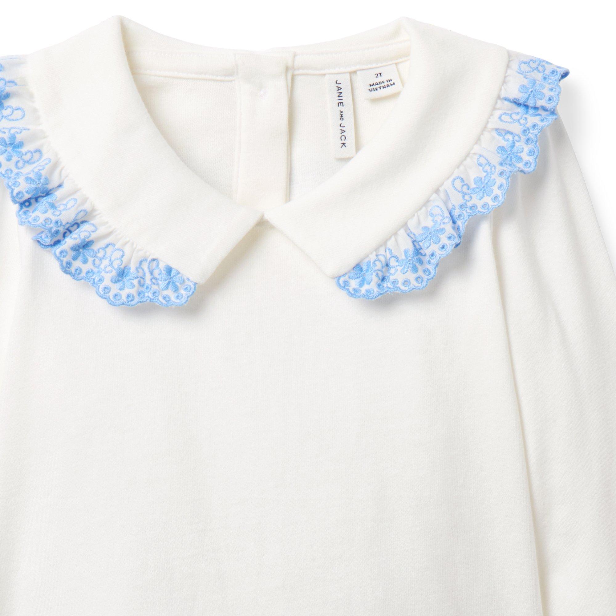 Eyelet Trim Collar Top image number 1