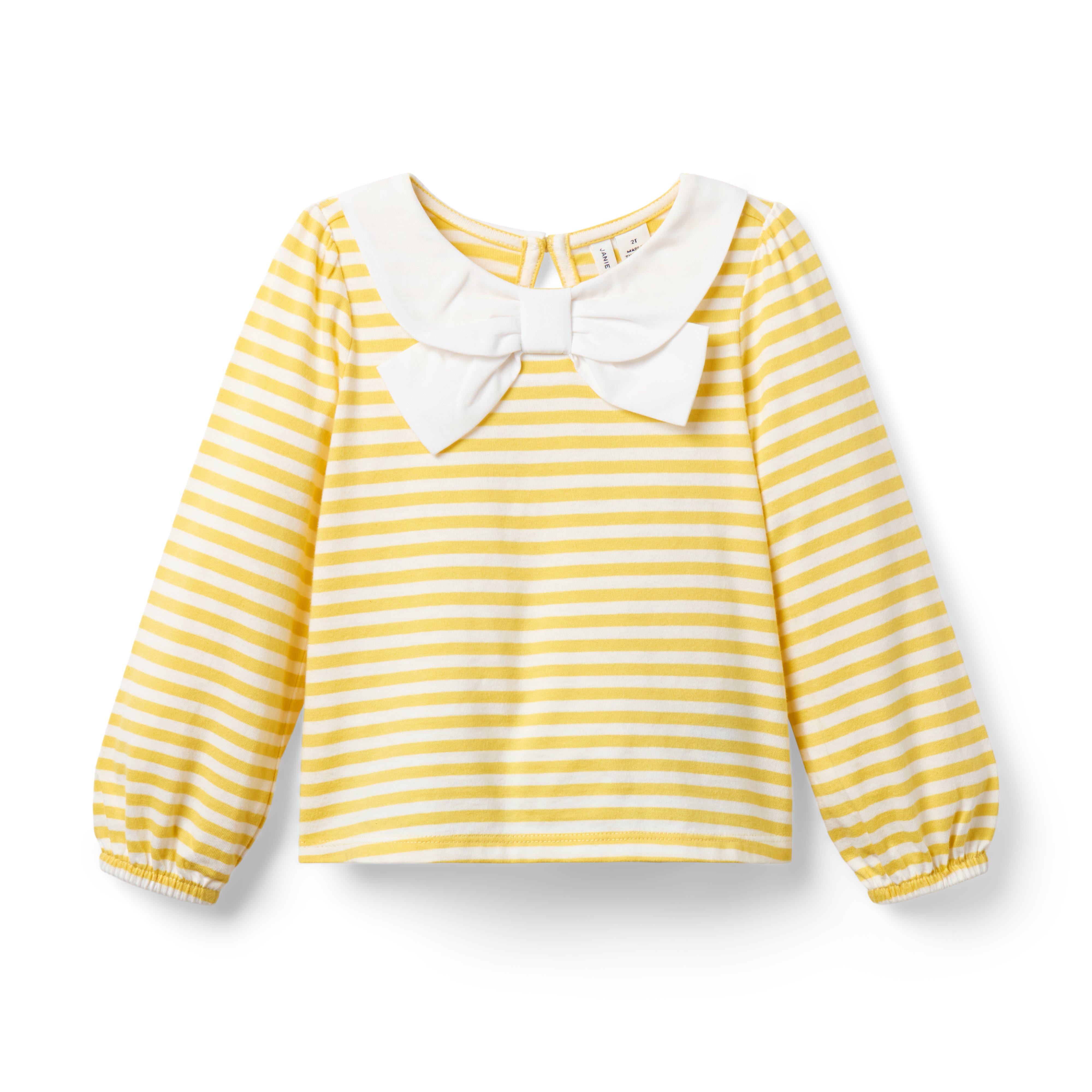 Striped Bow Collar Top