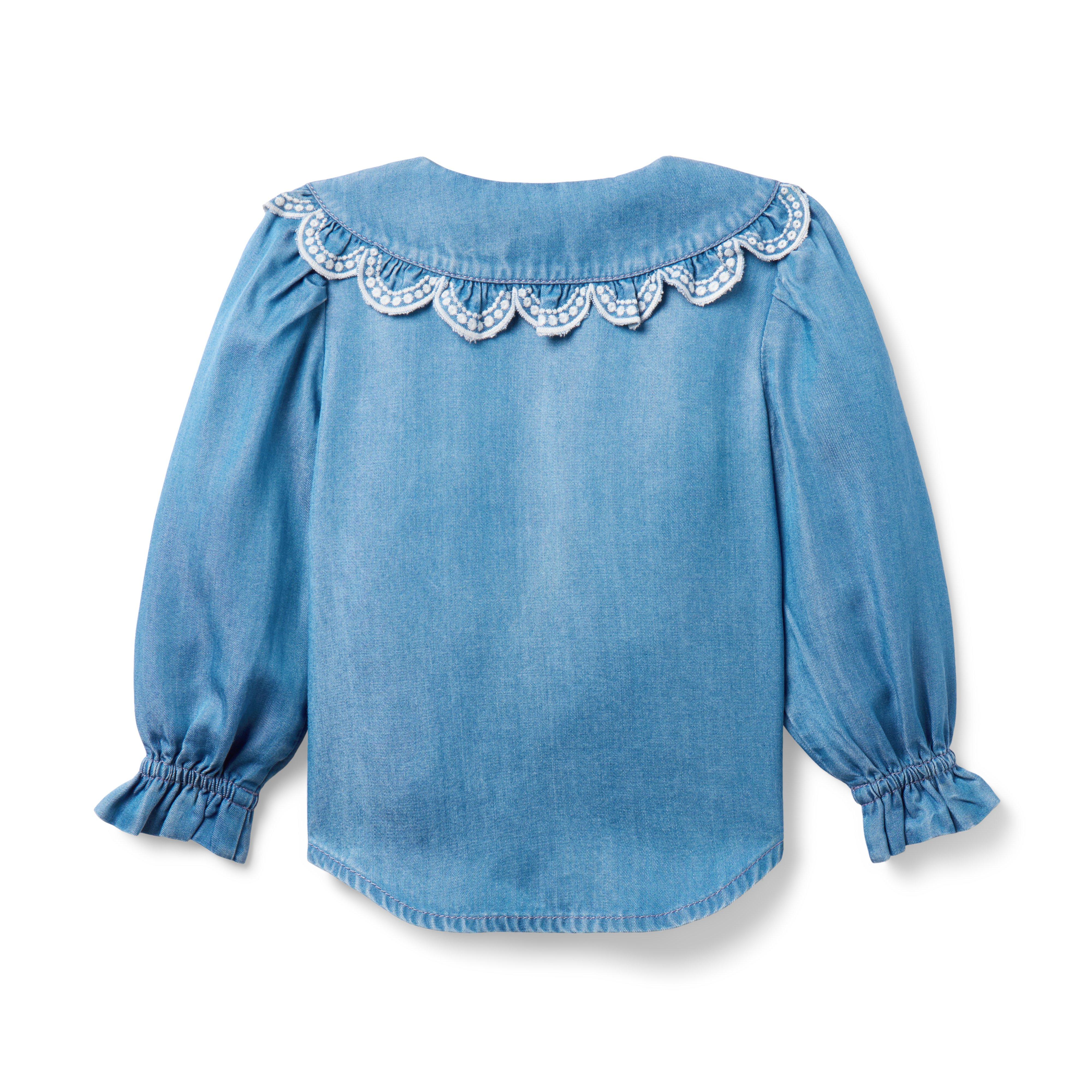 Chambray Scalloped Collar Top image number 2