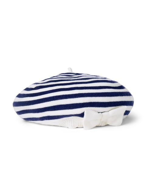 Stripe Sweater Bow Beret