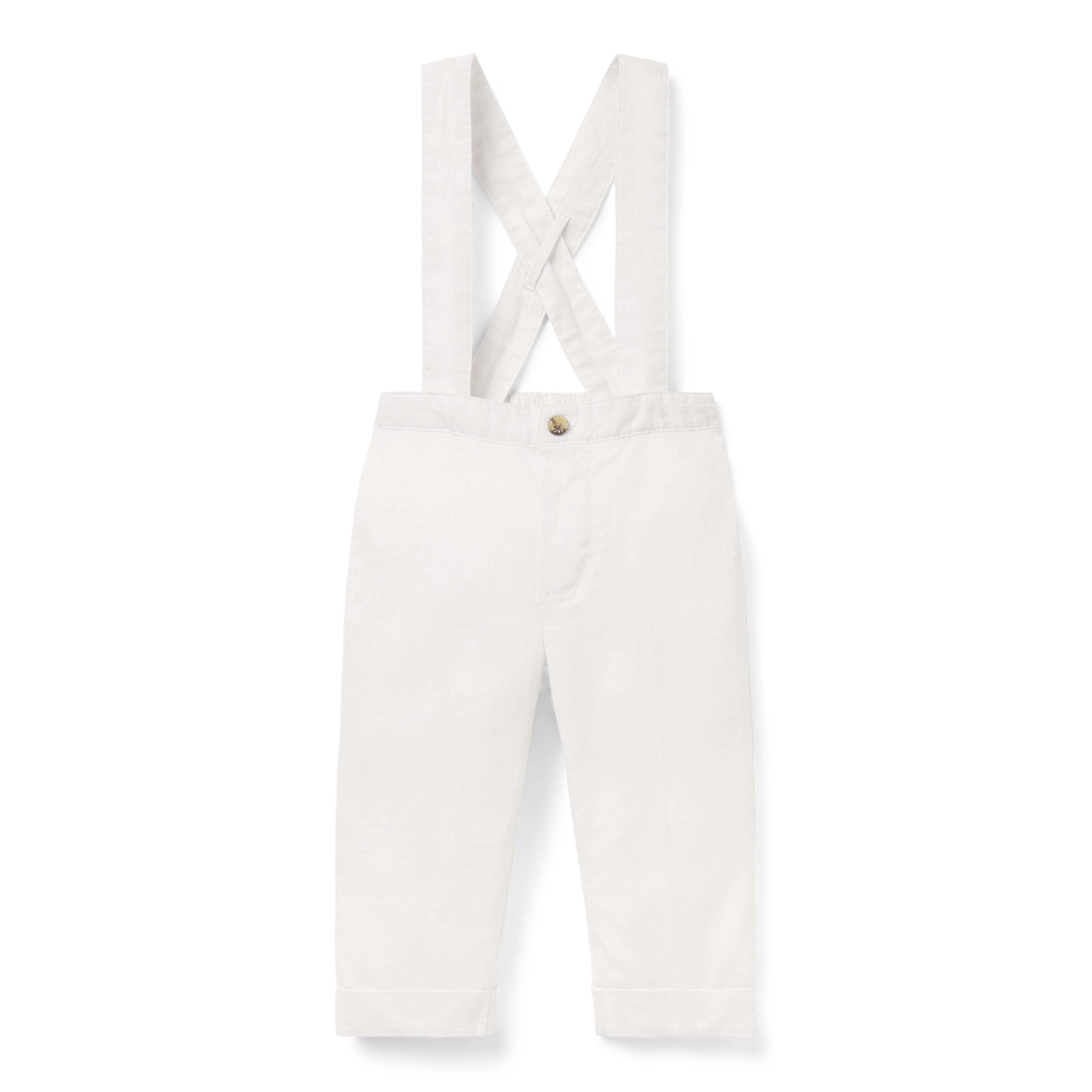 Baby Linen-Cotton Suspender Pant