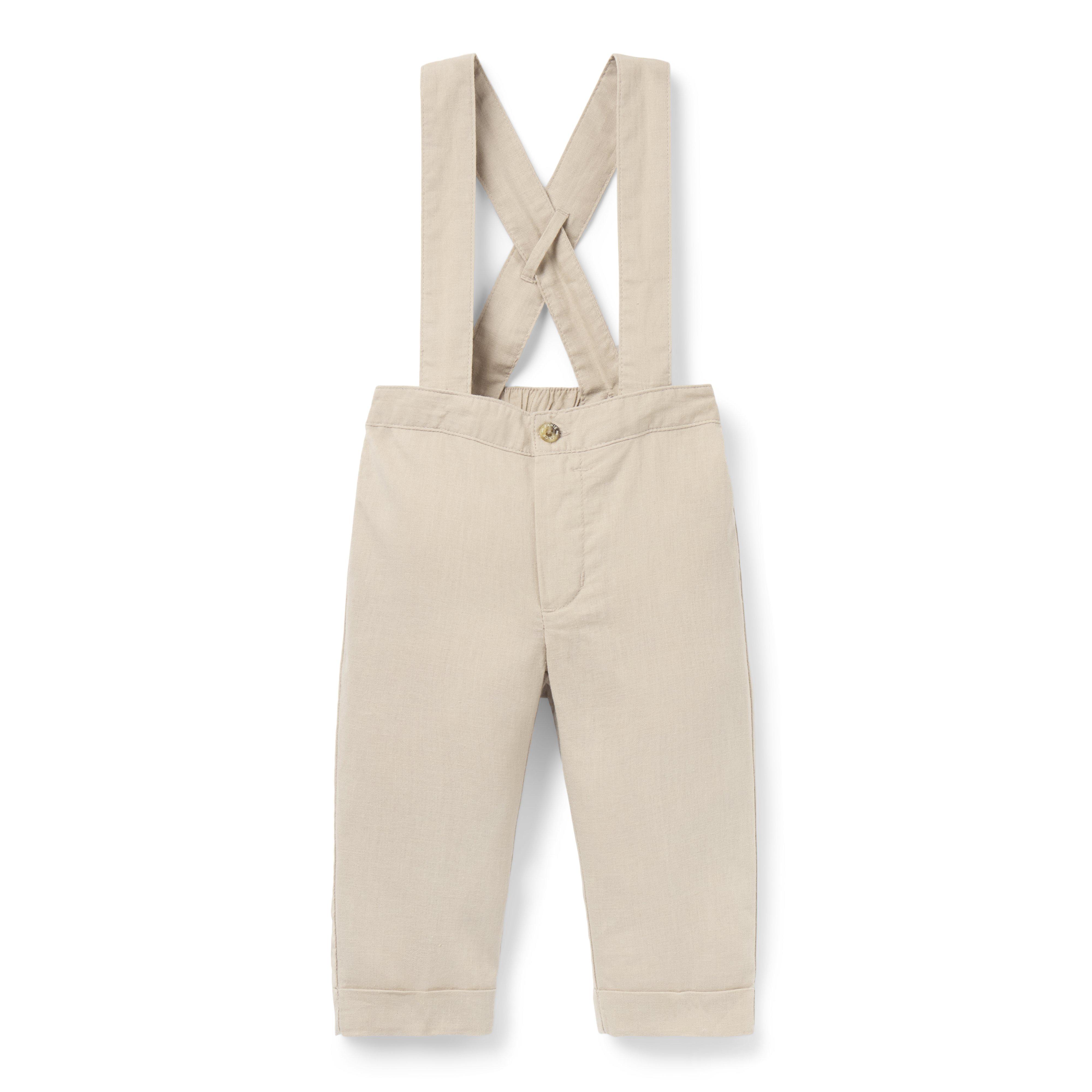 Baby Linen-Cotton Suspender Pant
