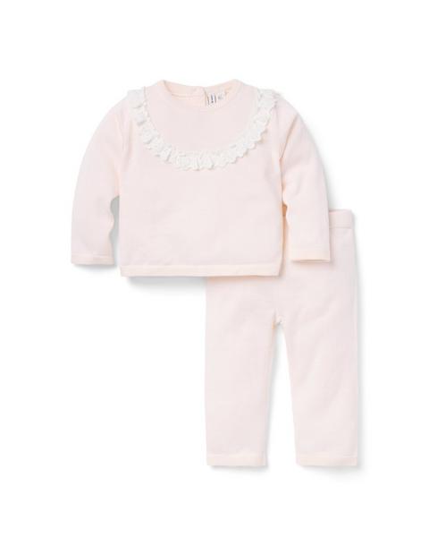 Baby Eyelet Trim Matching Sweater Set