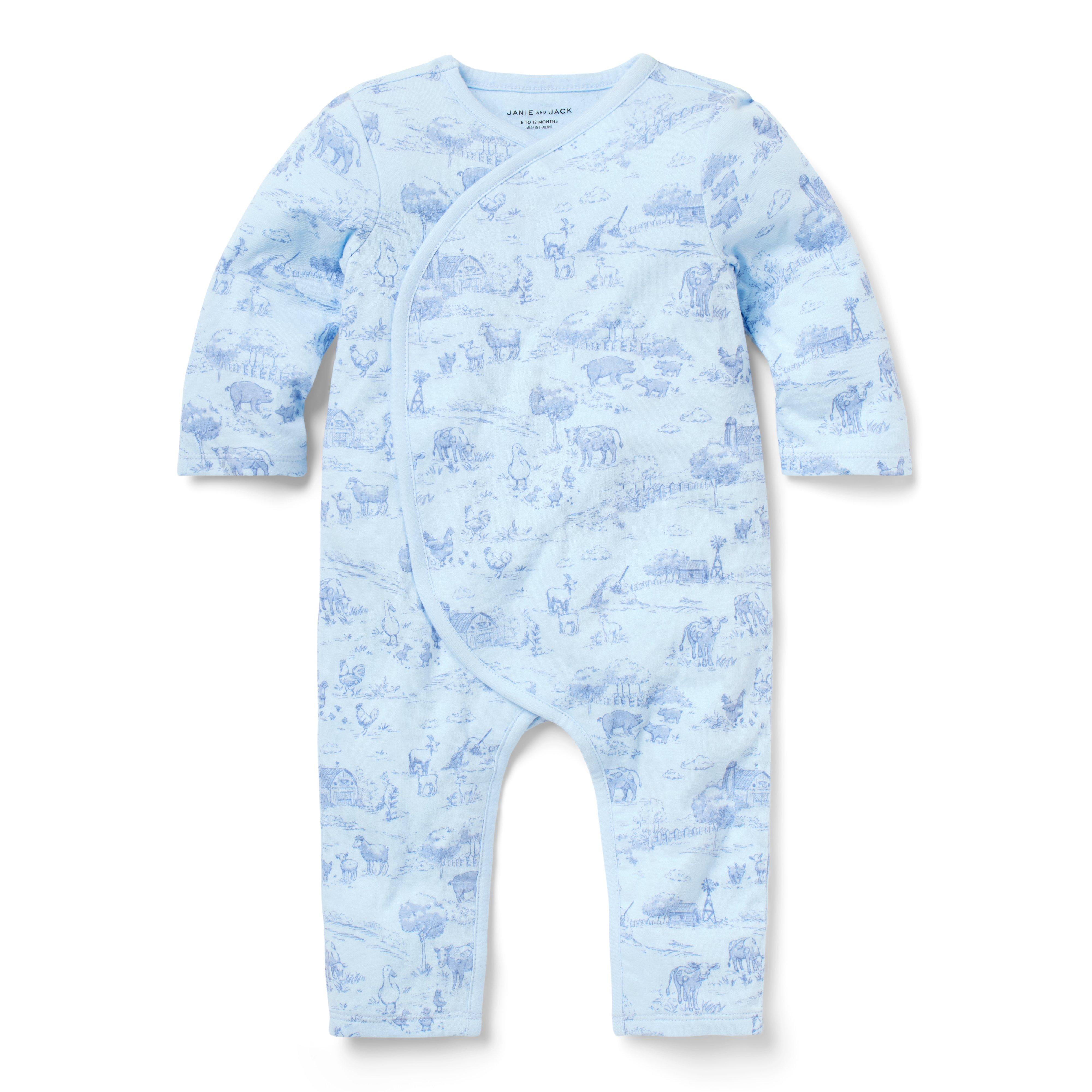 Baby Farm Animal Toile Wrap One-Piece