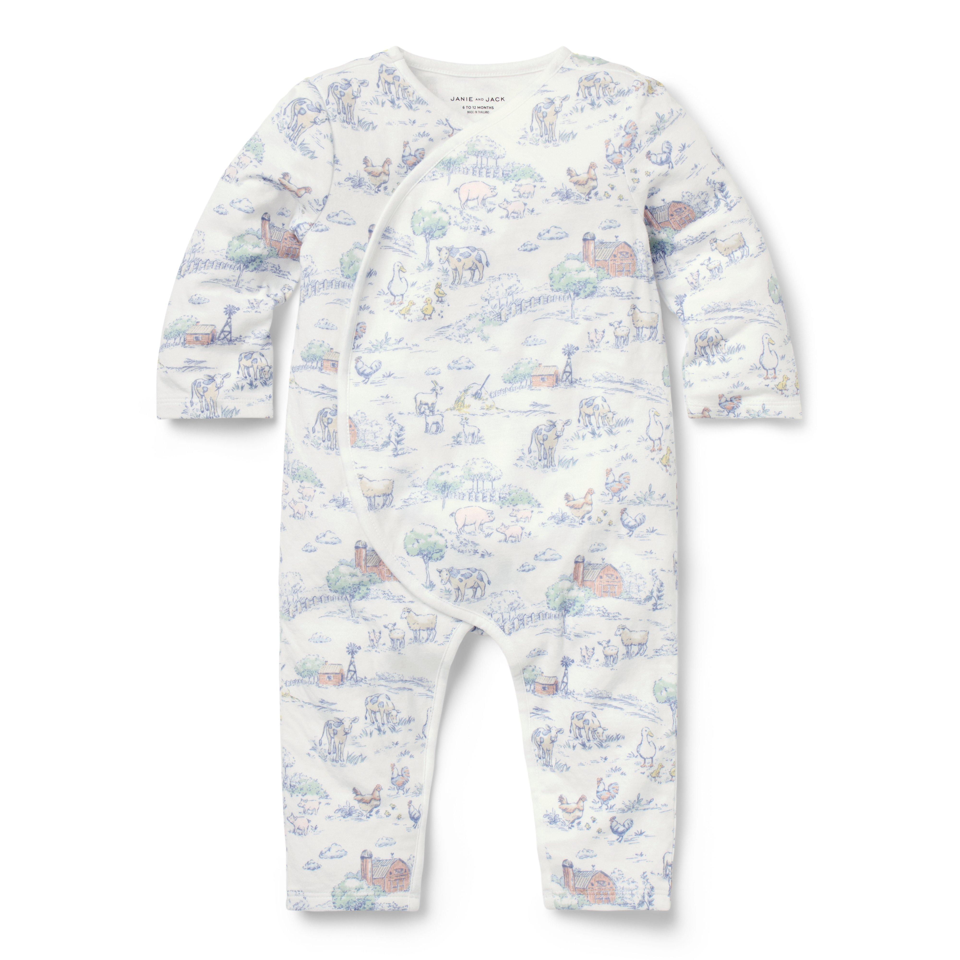Baby Farm Animal Toile Wrap One-Piece