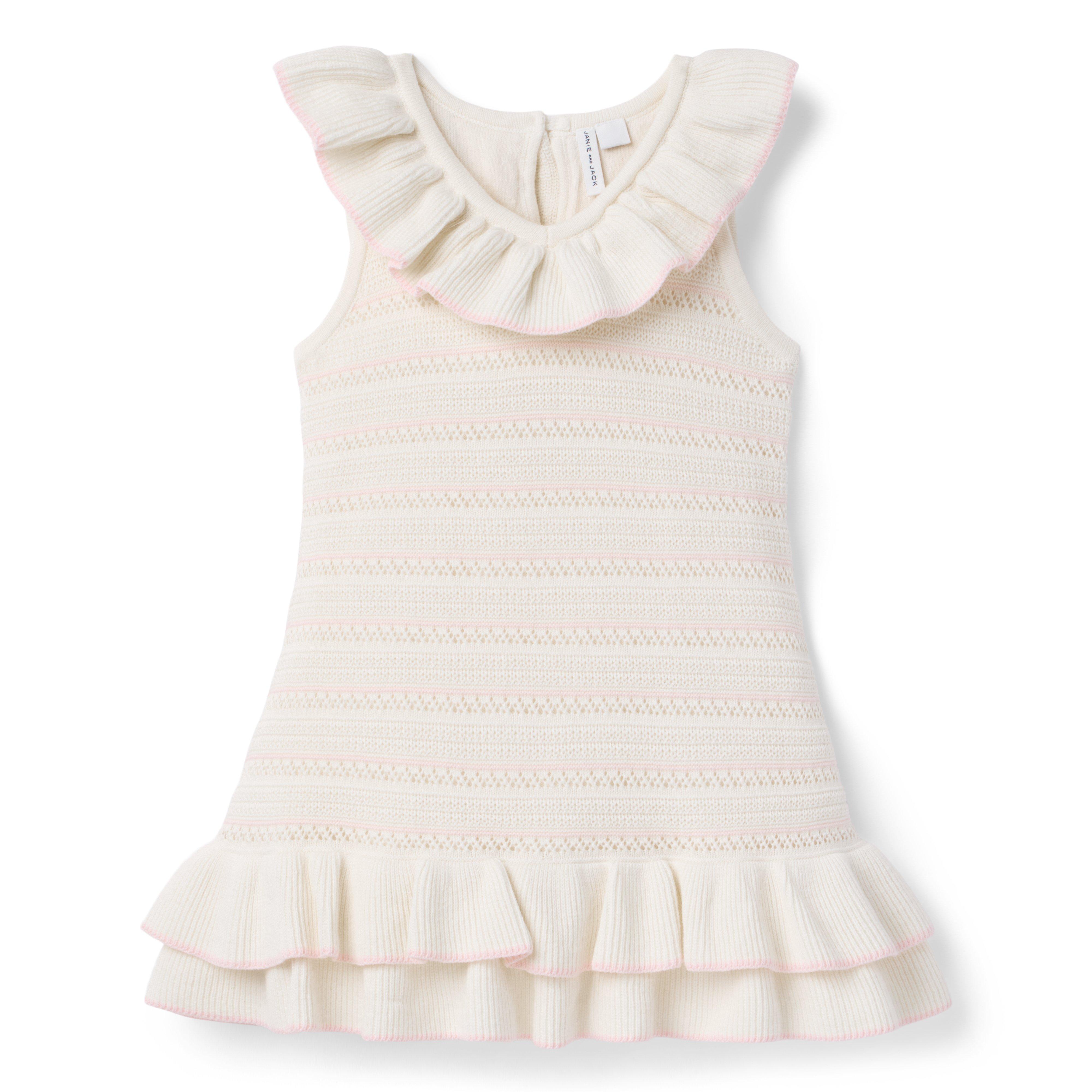 Striped Ruffle Sweater Dress