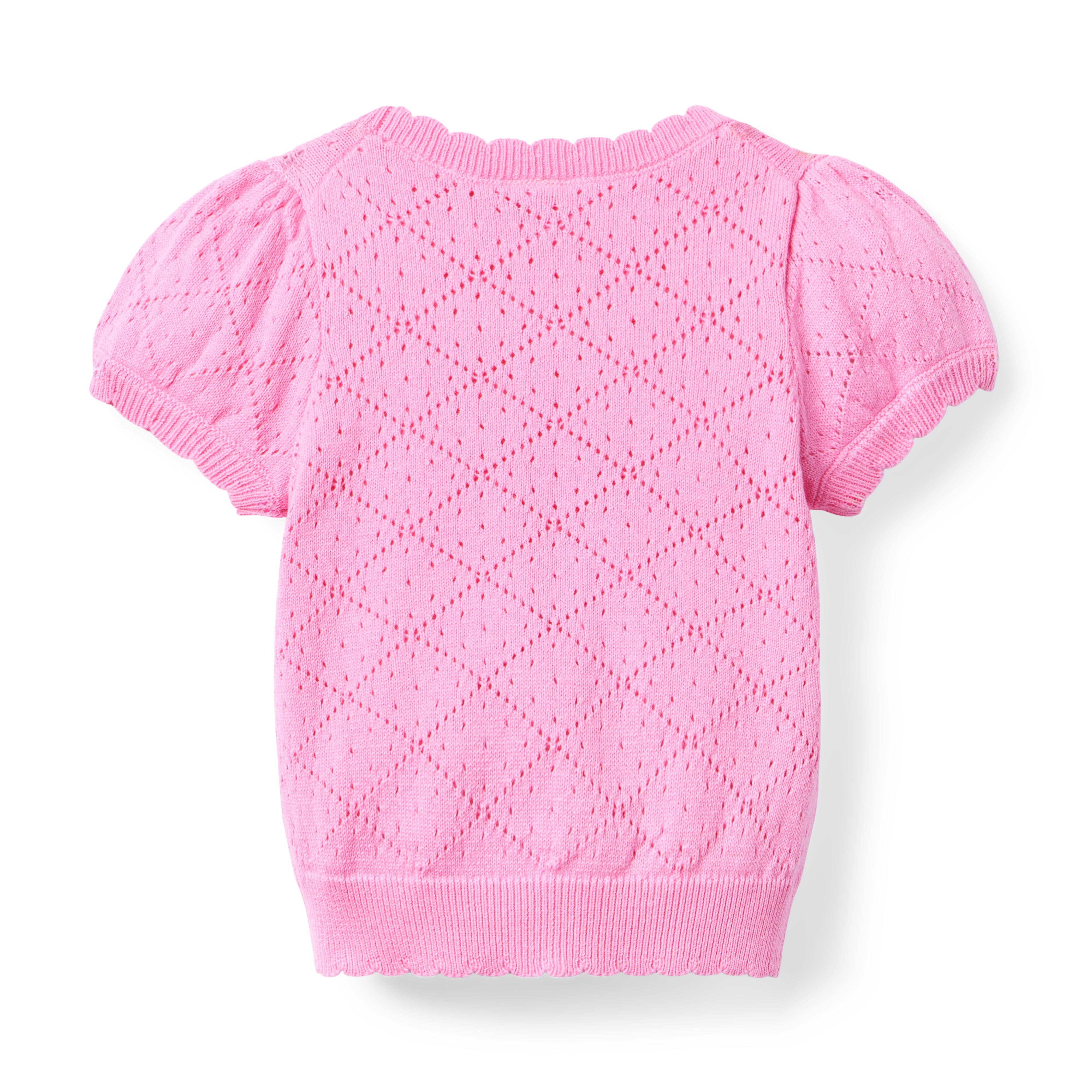 Pointelle Puff Sleeve Sweater Top image number 1