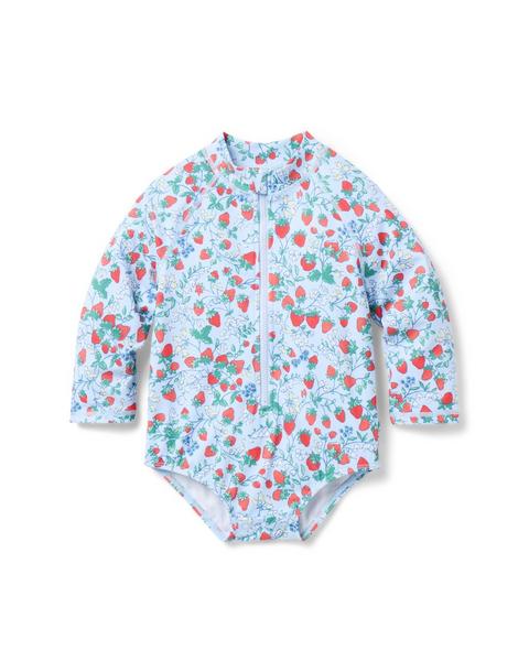 Baby Recycled Strawberry Floral Rash Guard Swimsuit