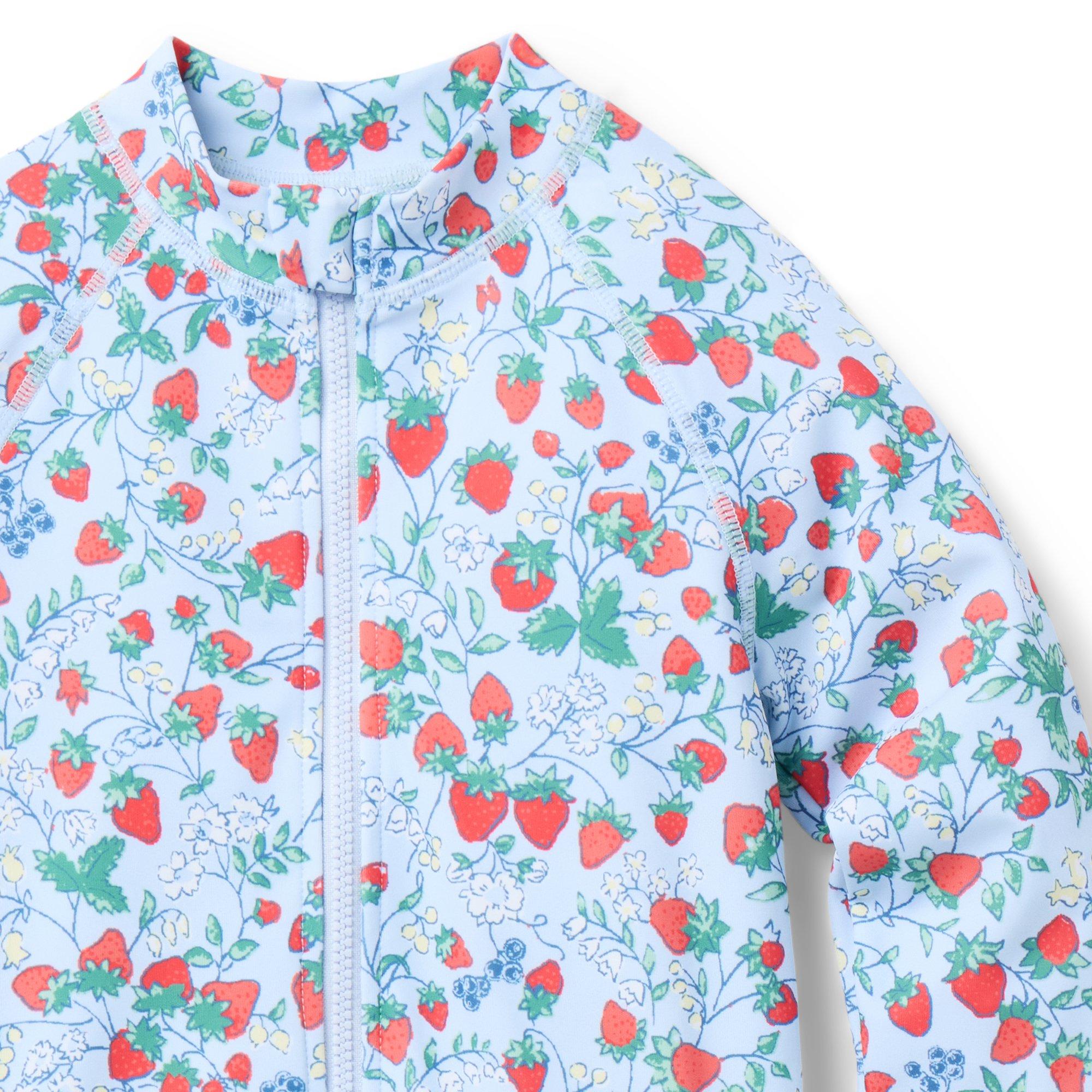 Baby Recycled Strawberry Floral Rash Guard Swimsuit image number 1