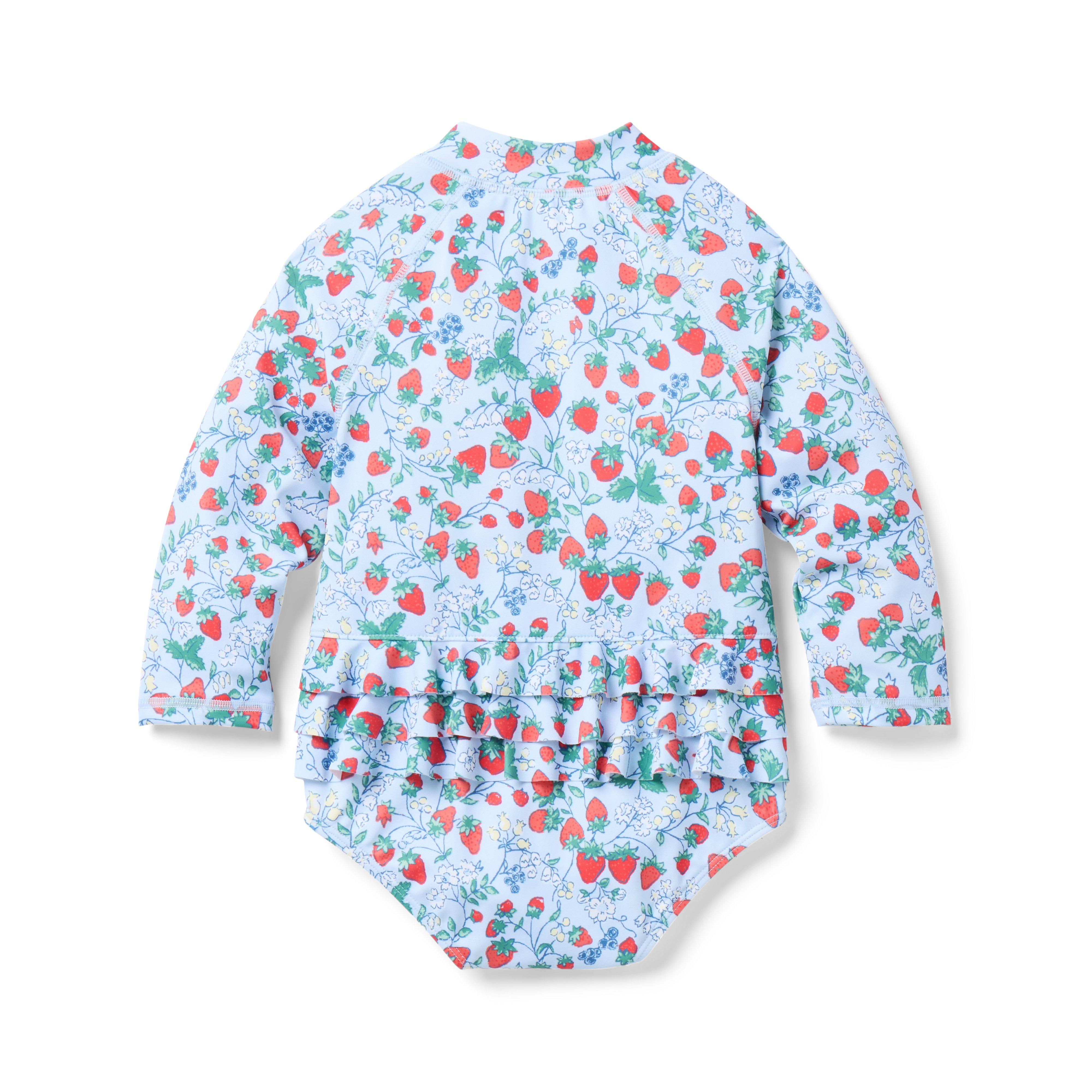 Baby Recycled Strawberry Floral Rash Guard Swimsuit image number 2