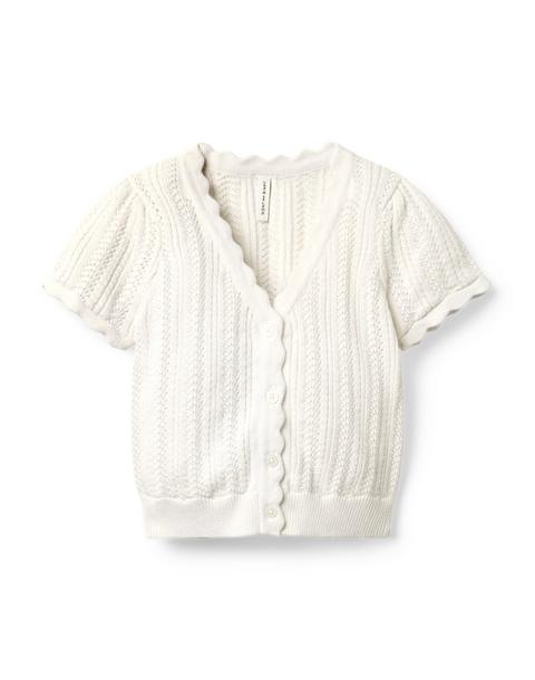 Pointelle Scalloped Cardigan