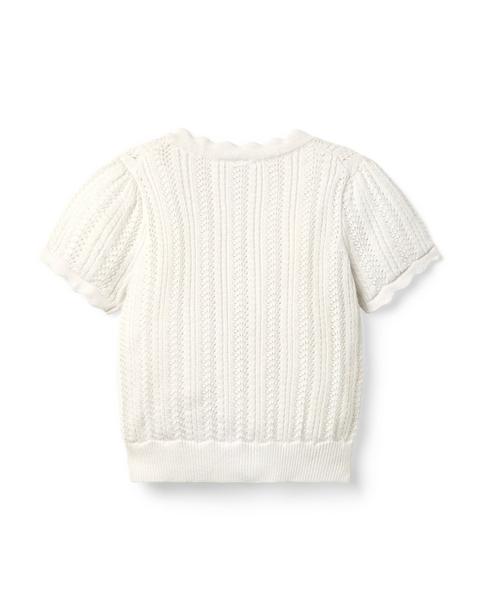 Pointelle Scalloped Cardigan
