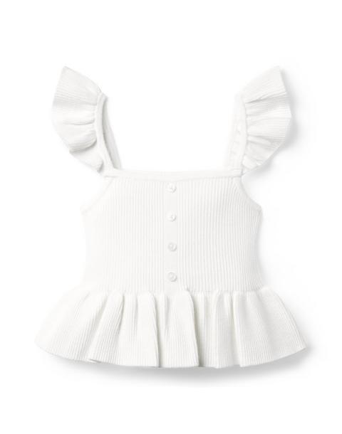 Ribbed Peplum Ruffle Top
