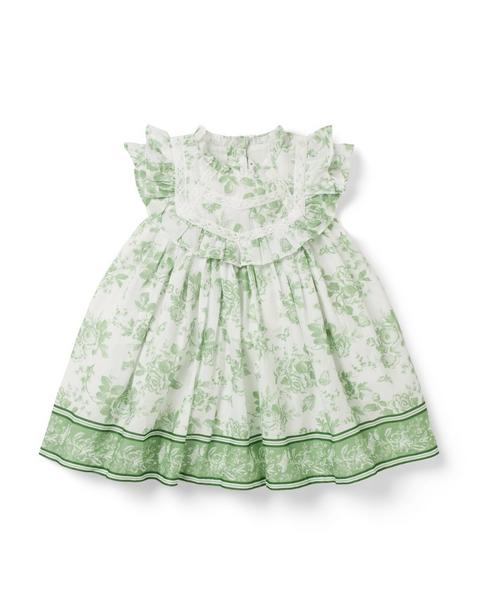 Baby Floral Toile Ruffle Dress