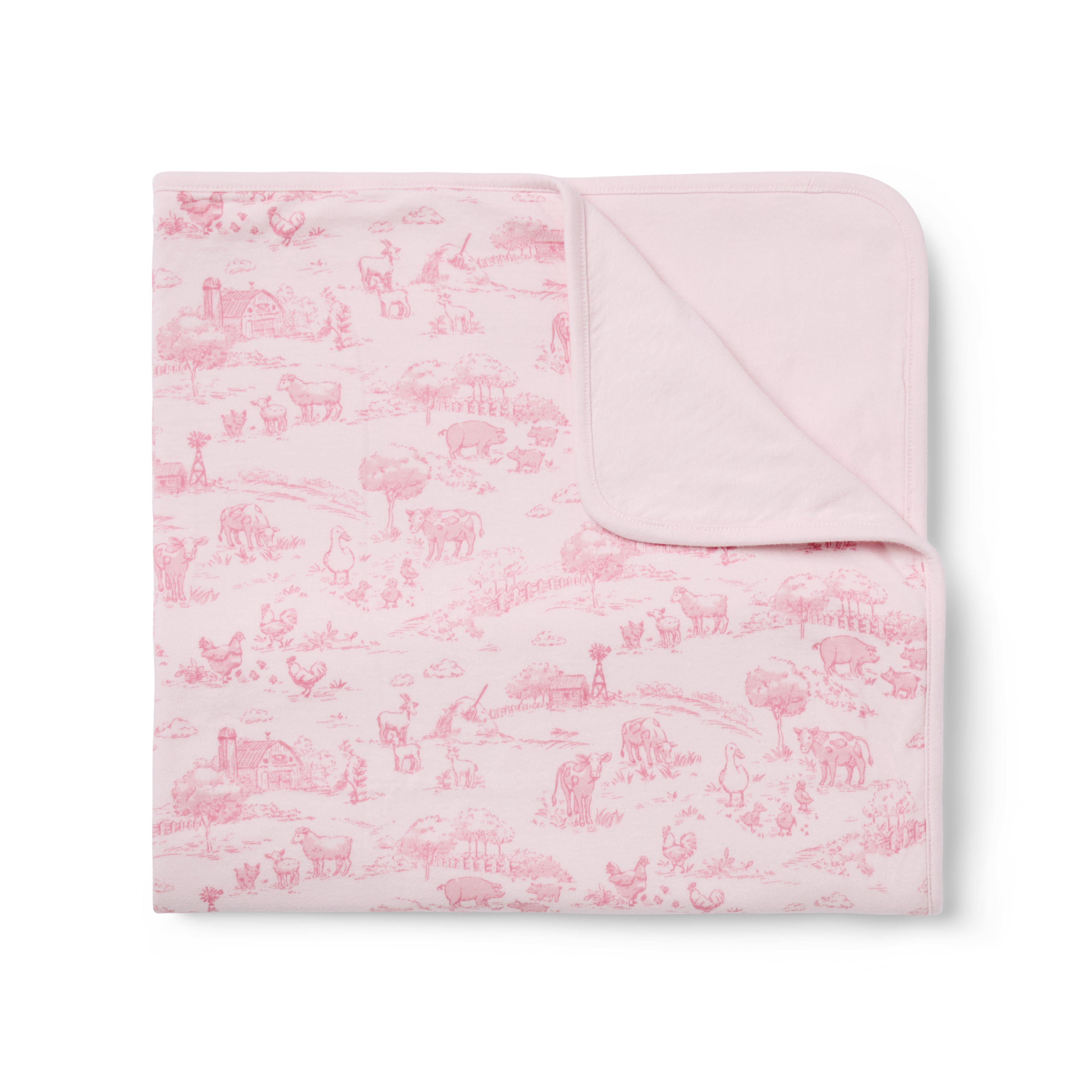 Baby Farm Animal Toile Blanket