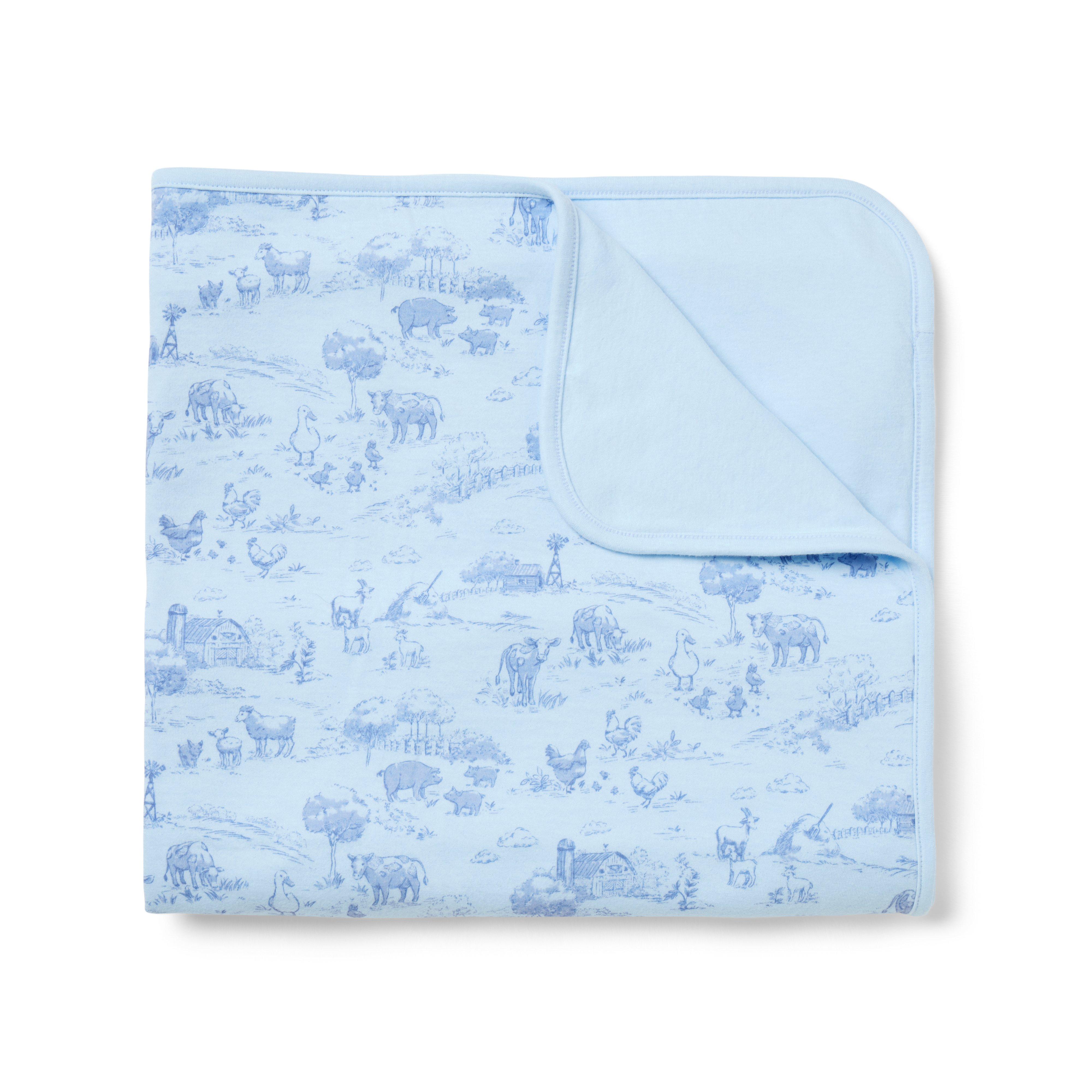 Baby Farm Animal Toile Blanket