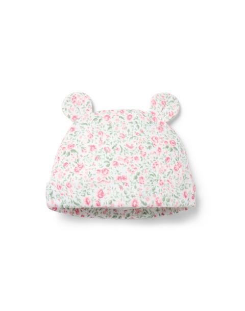 Baby Floral Pointelle Bear Ear Beanie