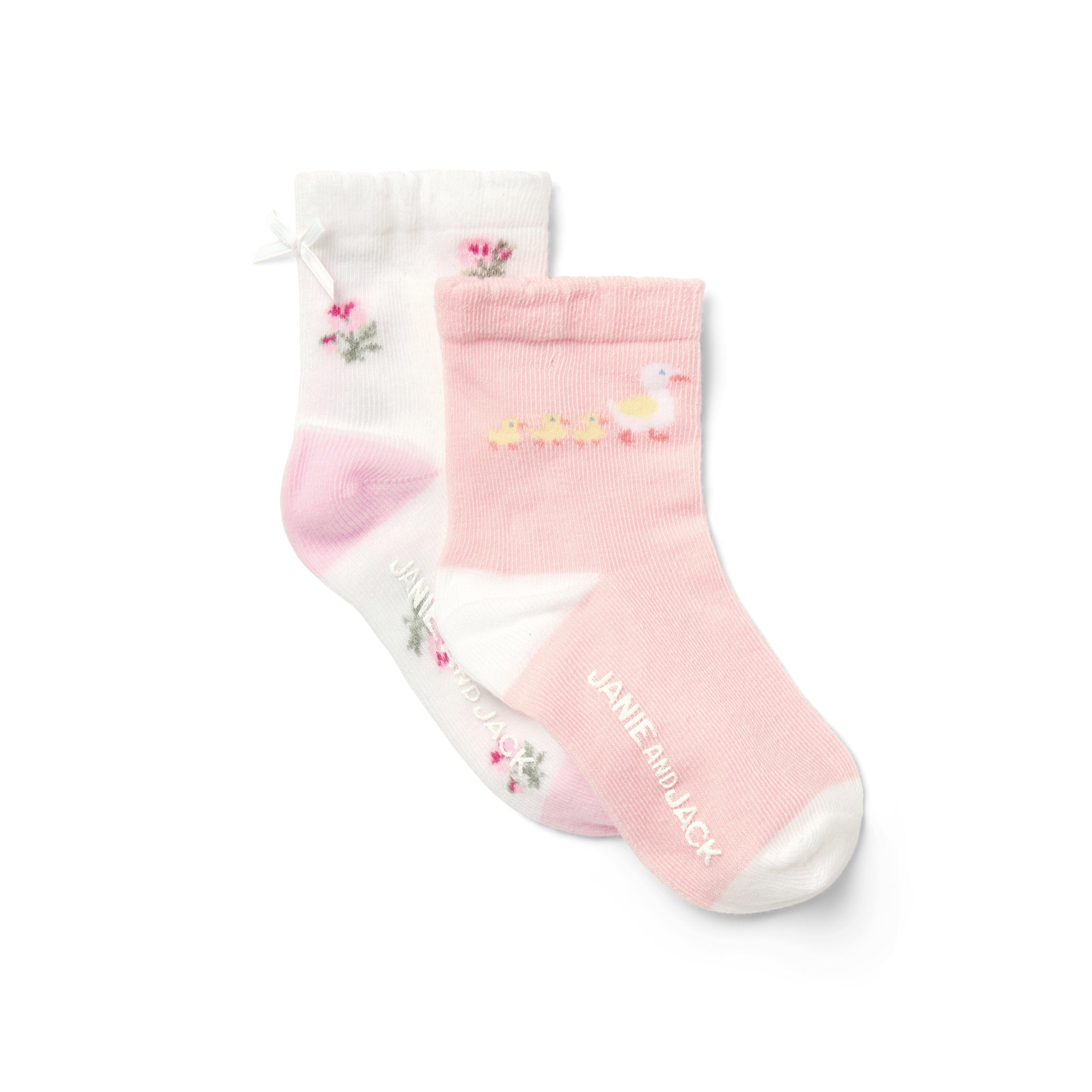 Baby Floral And Duck Sock 2-Pack