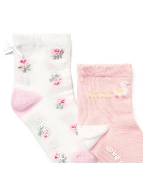 Baby Floral And Duck Sock 2-Pack