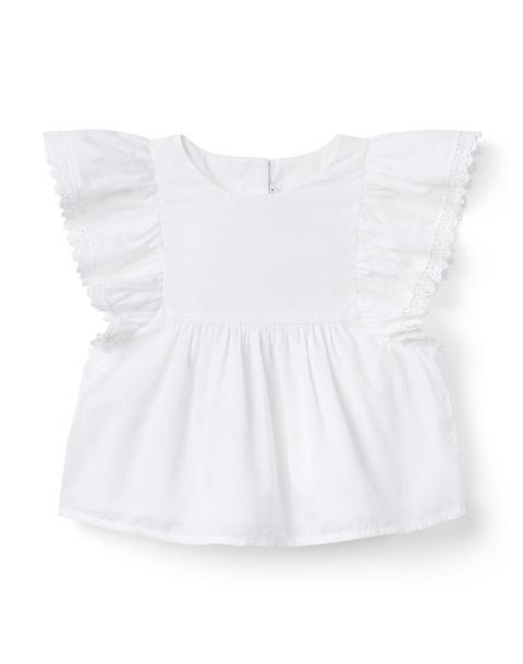 Lace Trim Flutter Sleeve Top