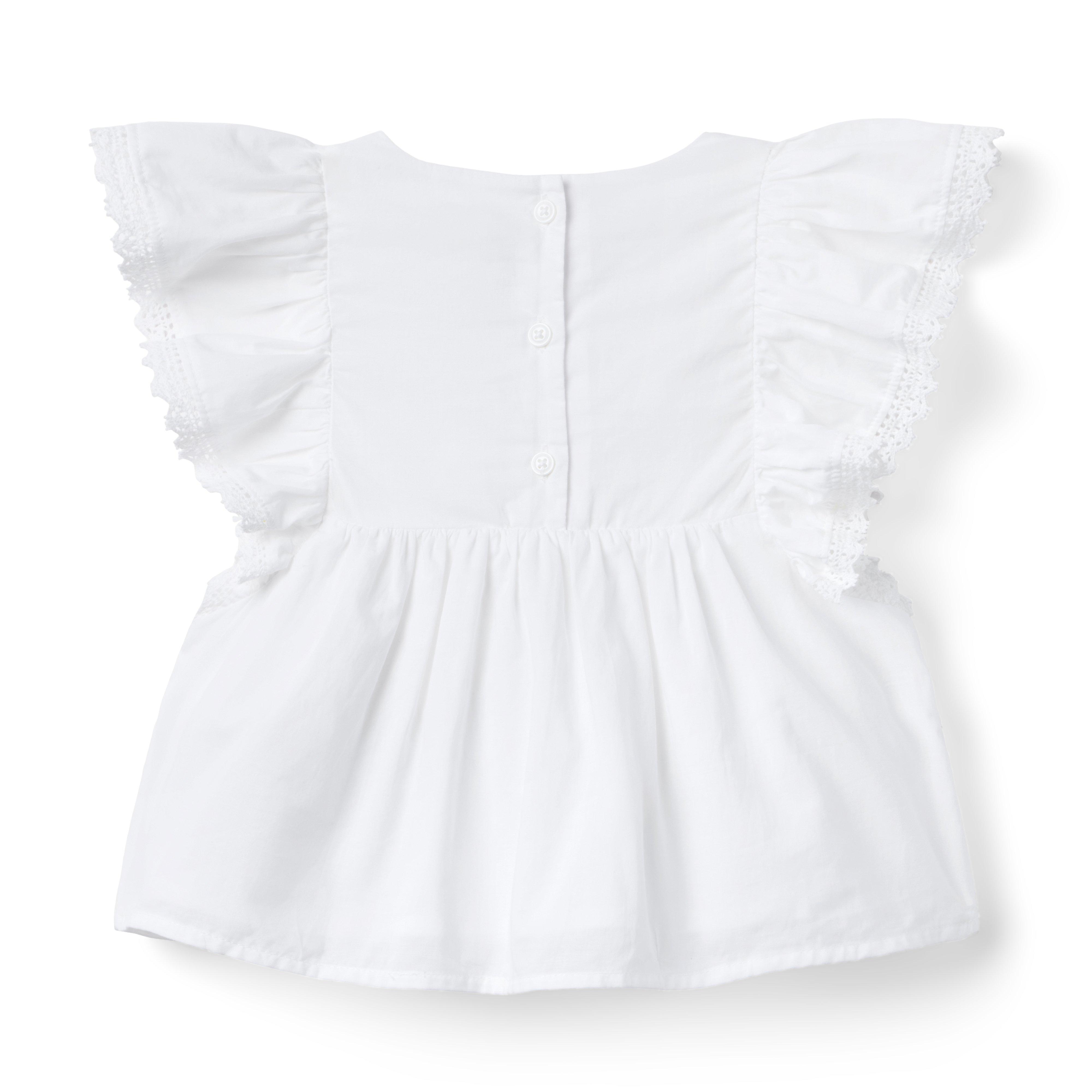 Lace Trim Flutter Sleeve Top image number 1