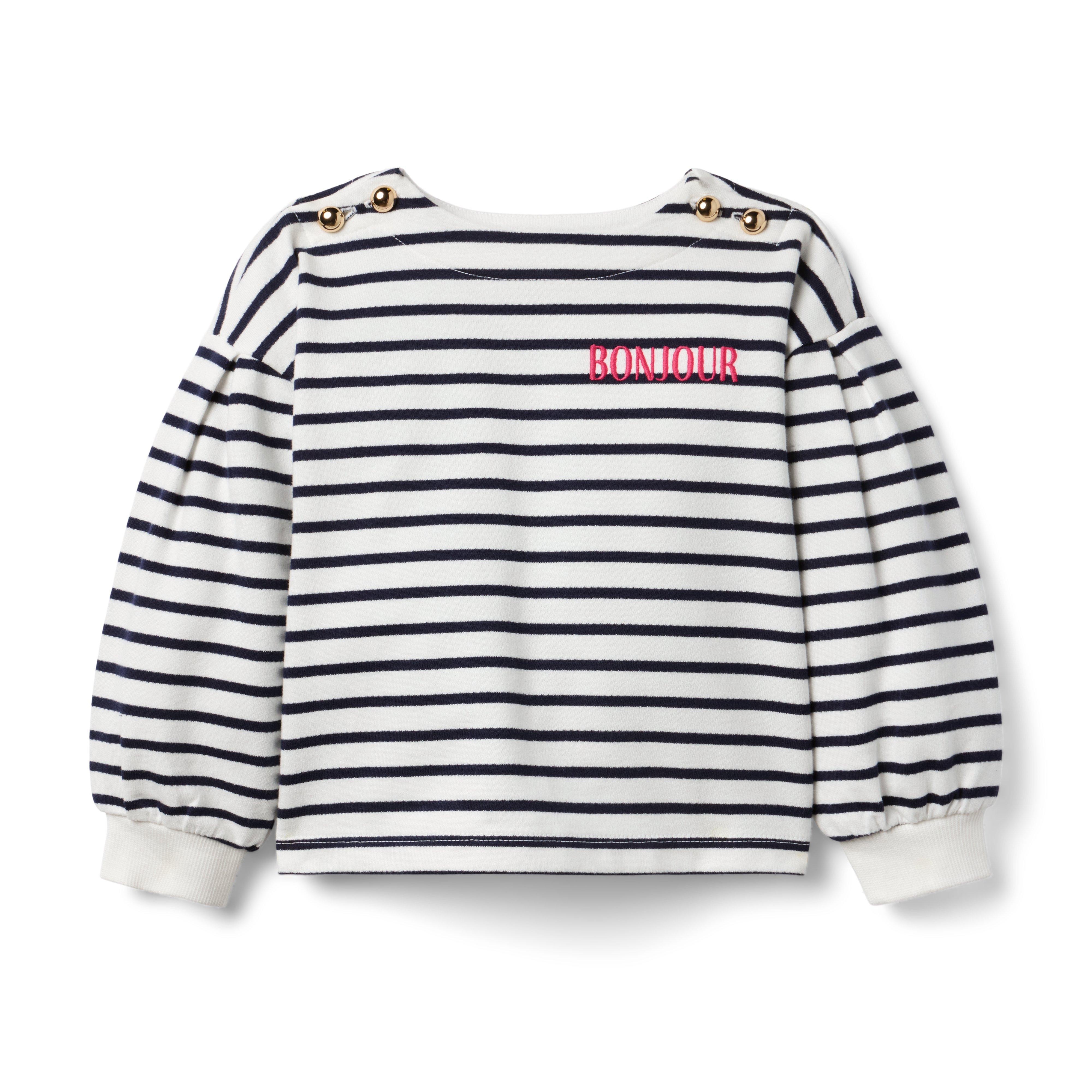 Bonjour Stripe Sweatshirt