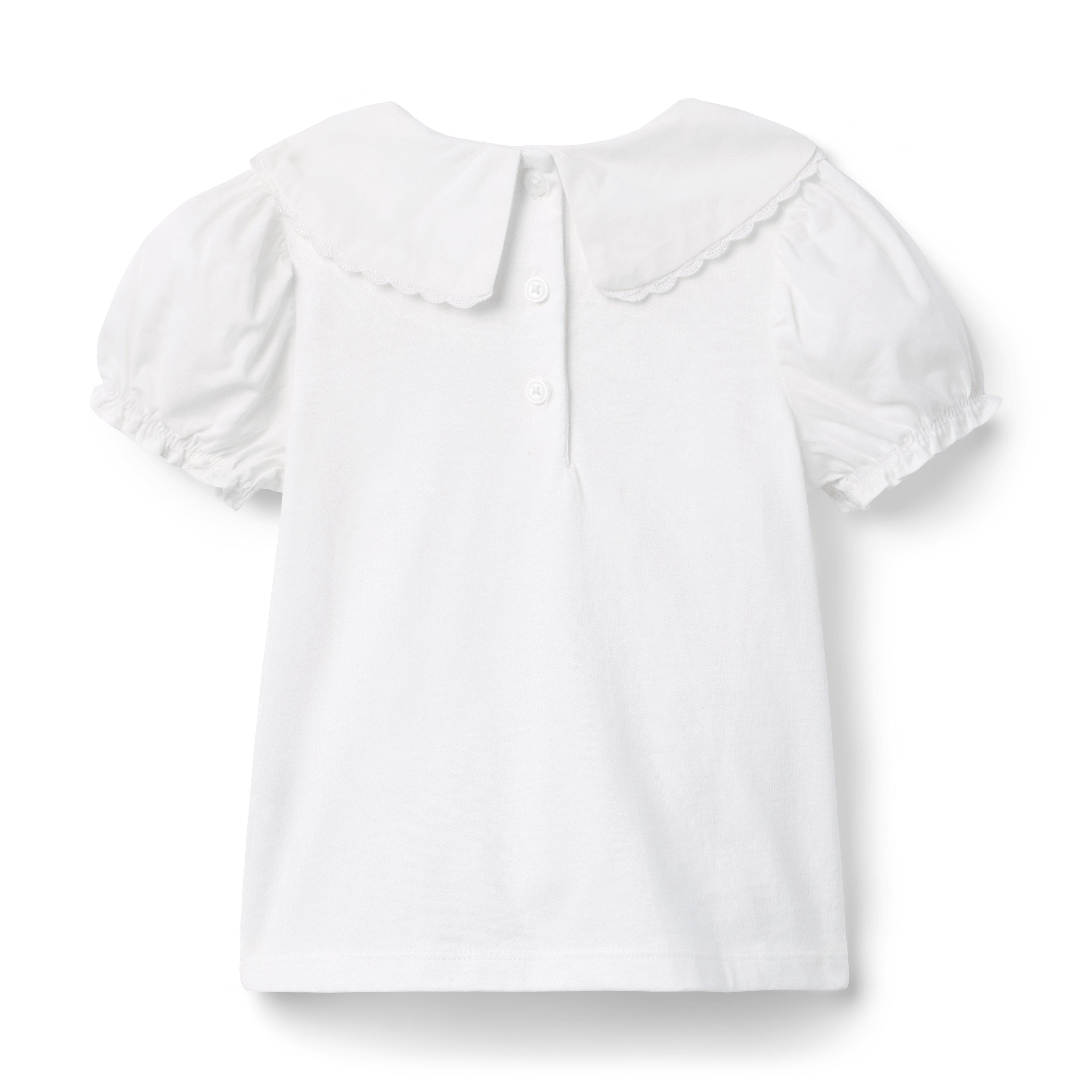 Embroidered Collar Puff Sleeve Top image number 2