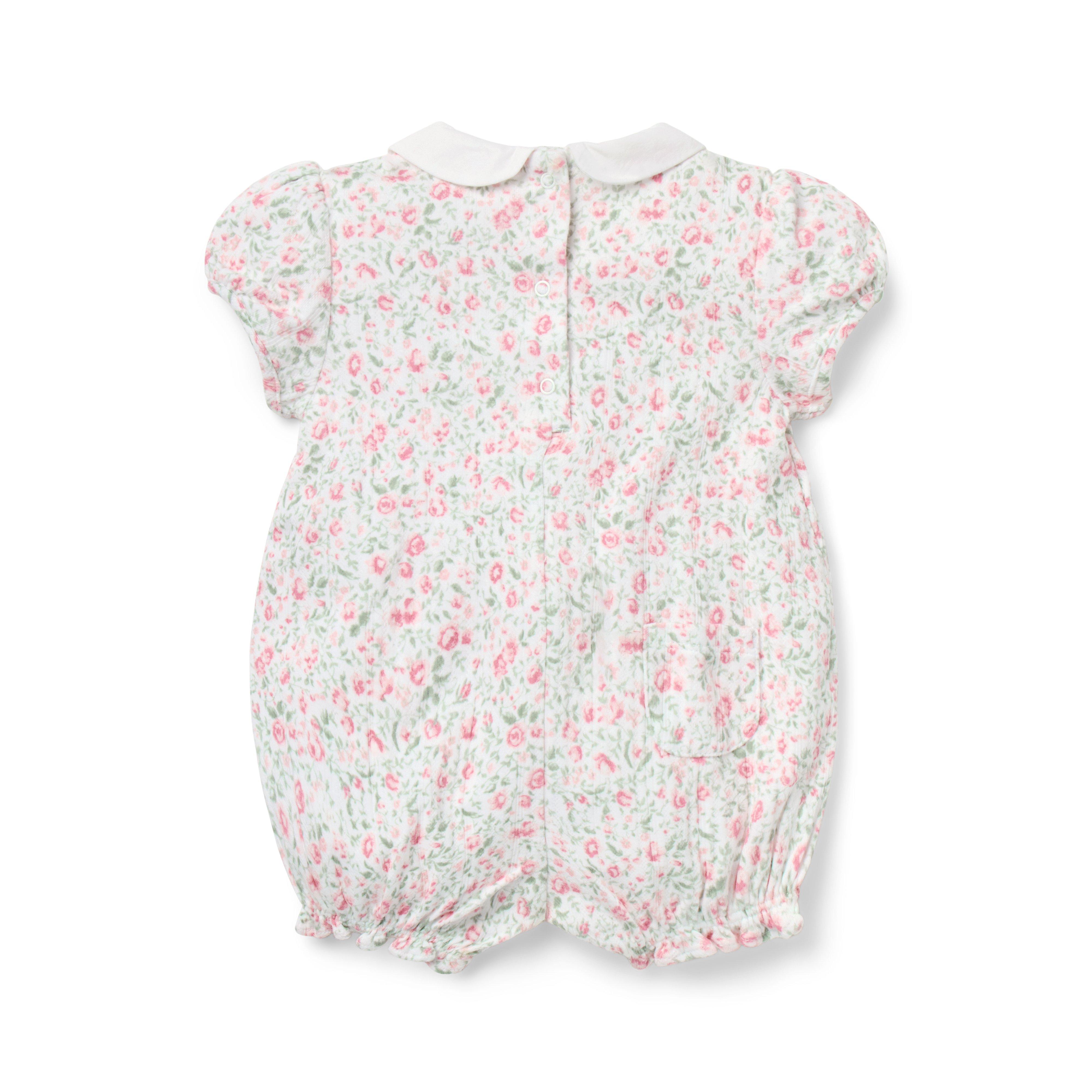 Baby Floral Pointelle Smocked Romper image number 1