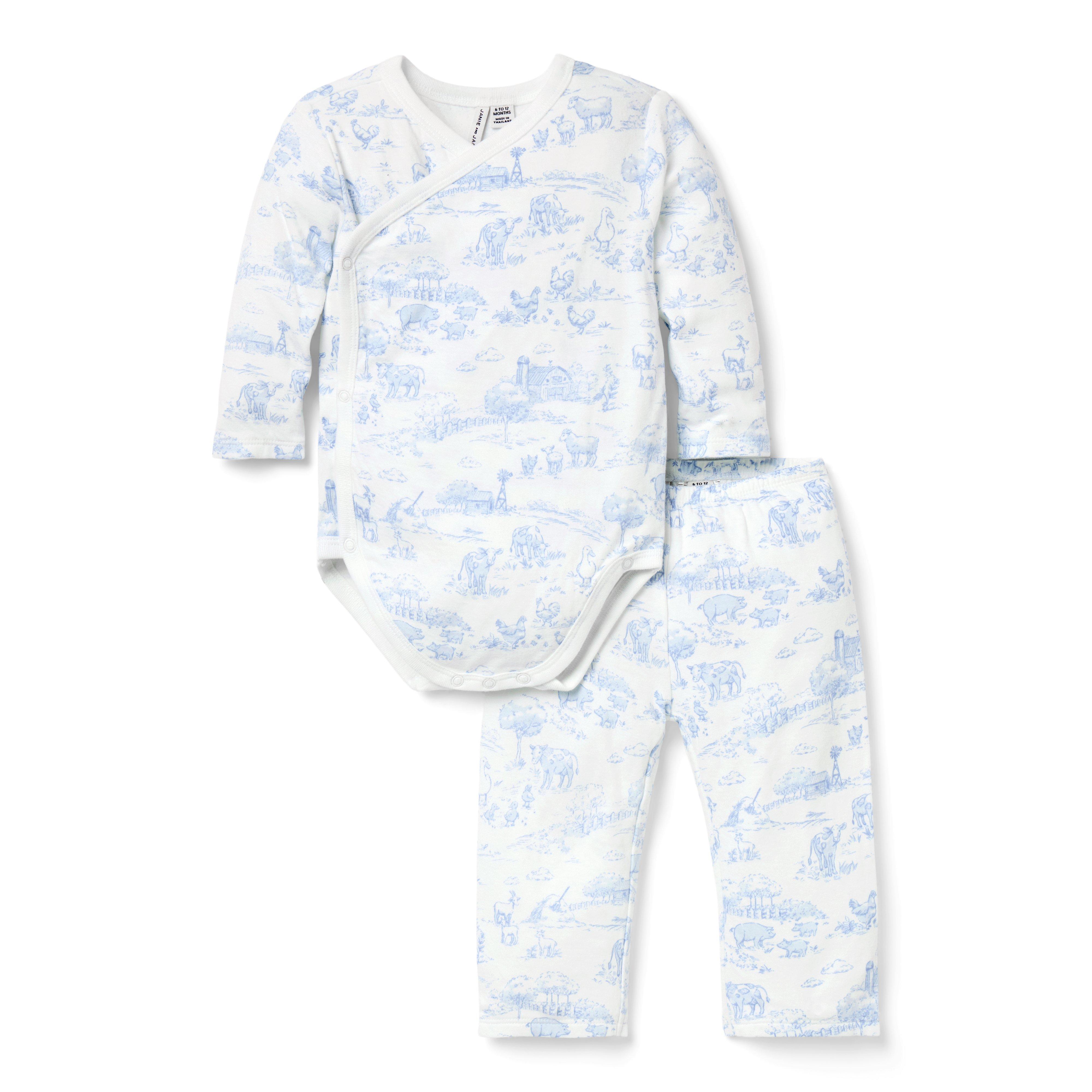 Baby Farm Animal Toile Wrap Matching Set