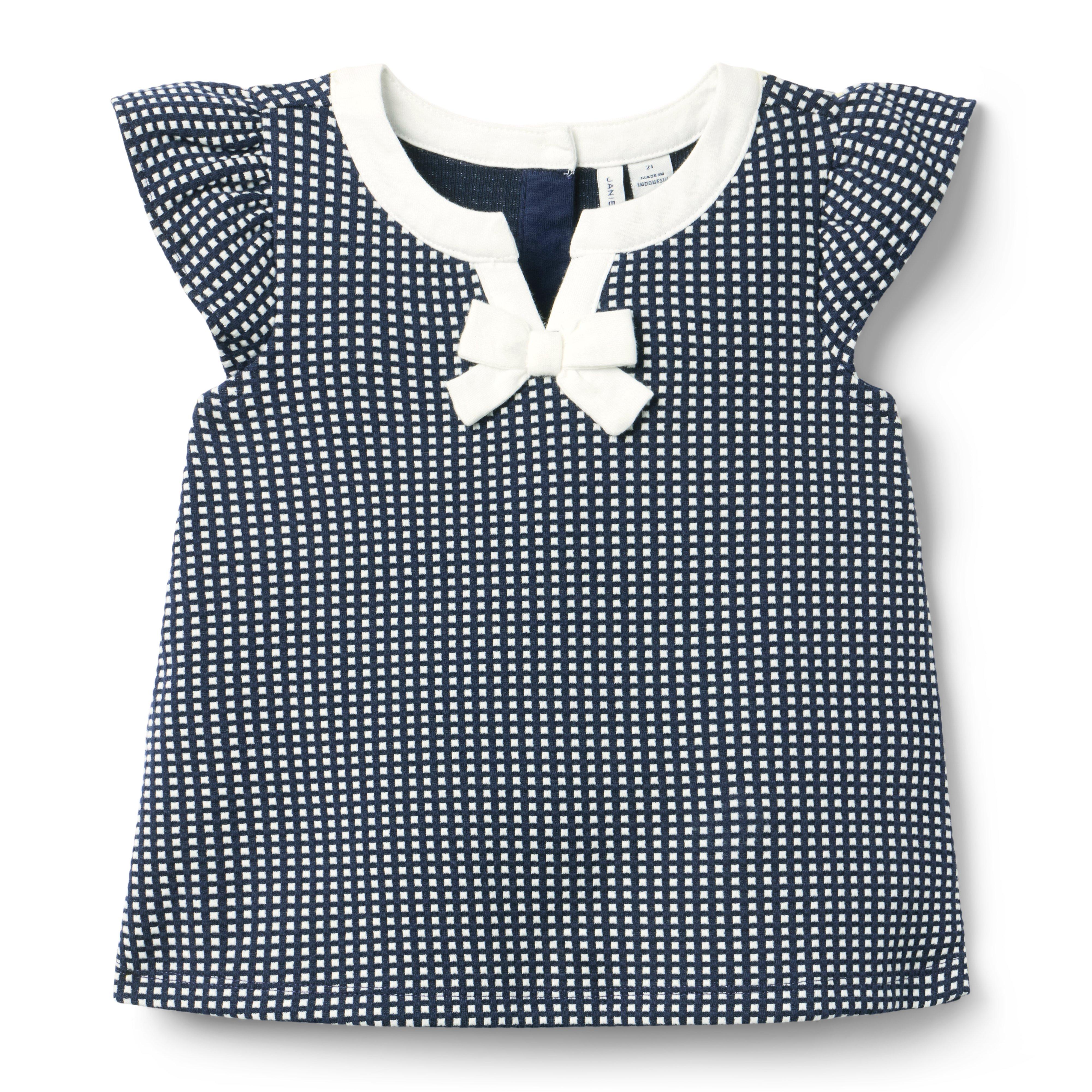 Gingham Jacquard Bow Top