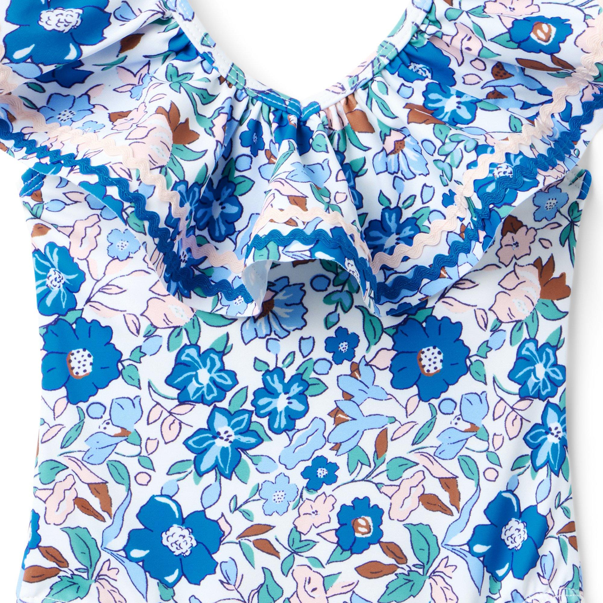 Recycled Floral Ruffle Swimsuit image number 1